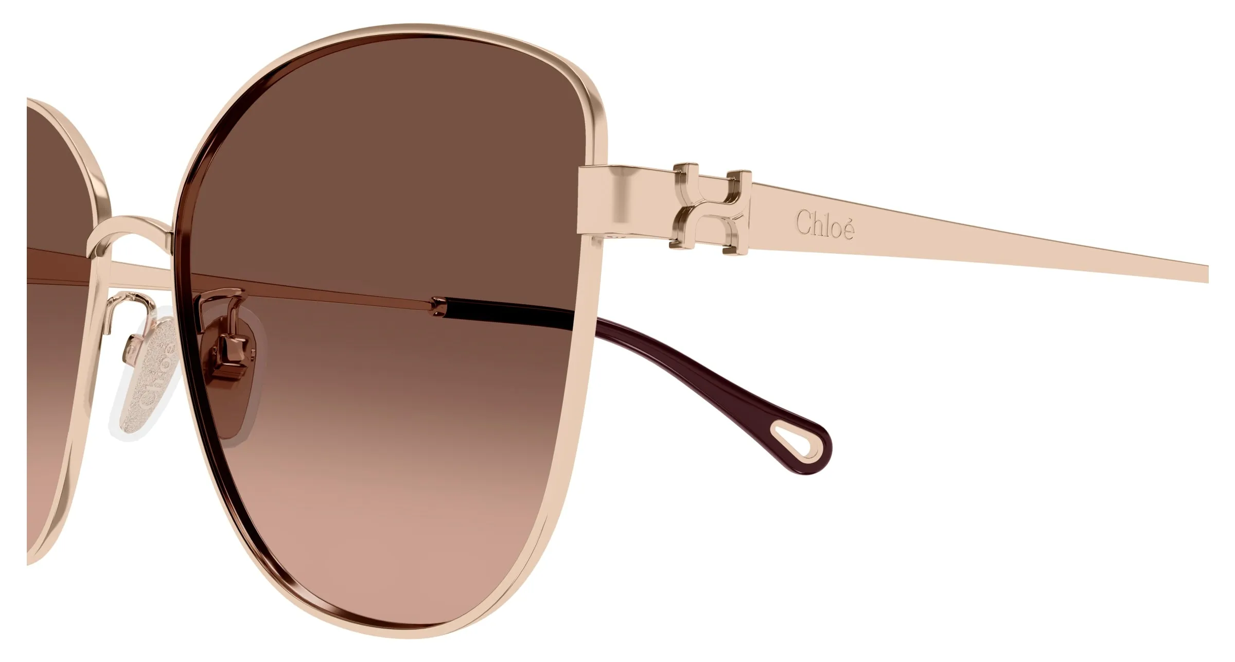 Chloé CH0306SK 002 Occhiali da sole Metallo Oro Marrone Squadrata - immagine 3