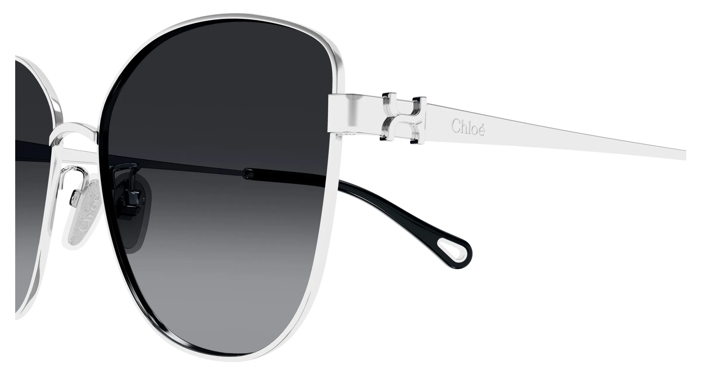 Chloé CH0306SK 001 Occhiali da sole Metallo Argento Grigio Squadrata - immagine 3