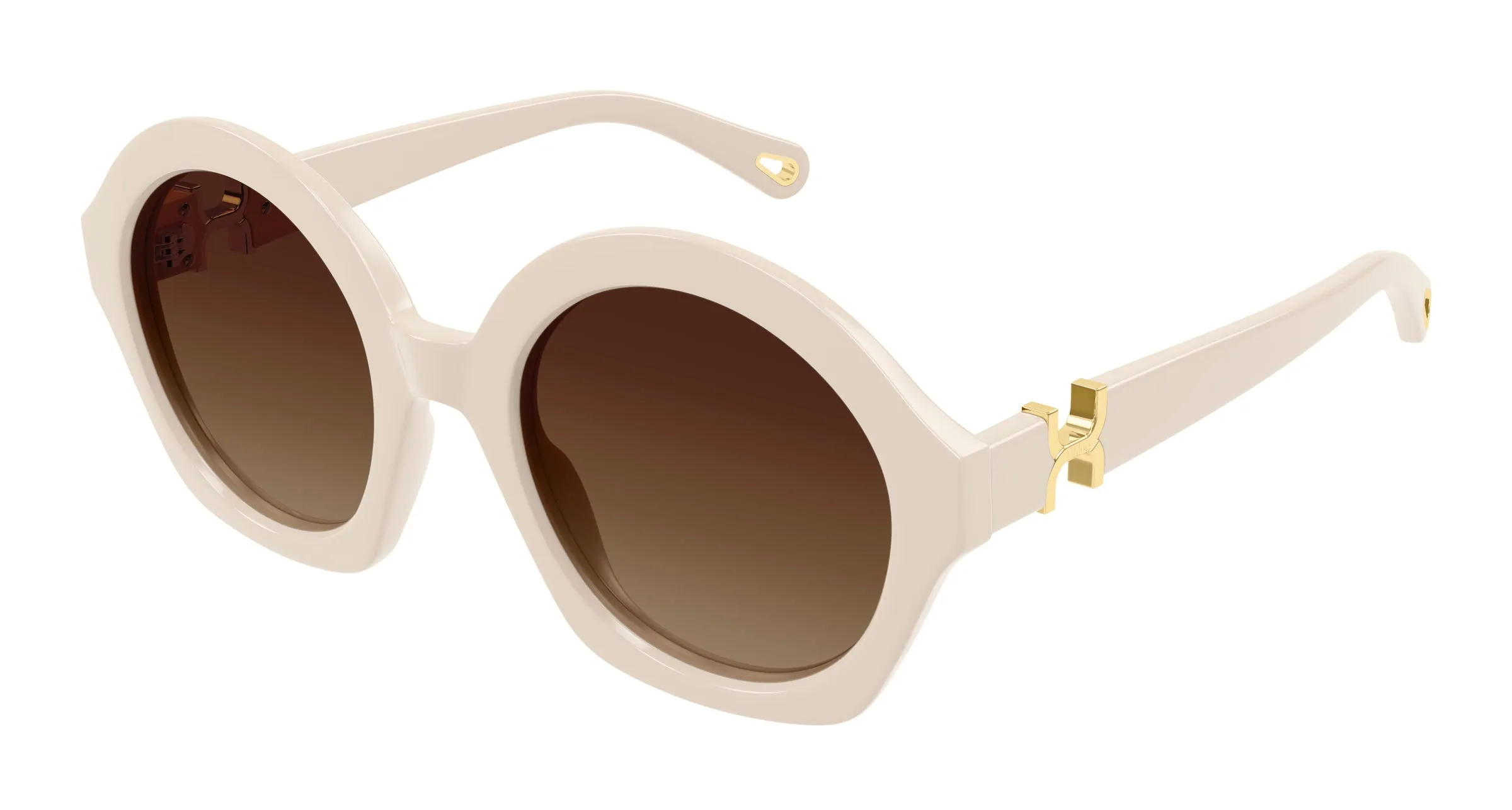 Chloé CH0302S 003 Occhiali da sole Acetato Avorio Marrone Rotonda - immagine 1