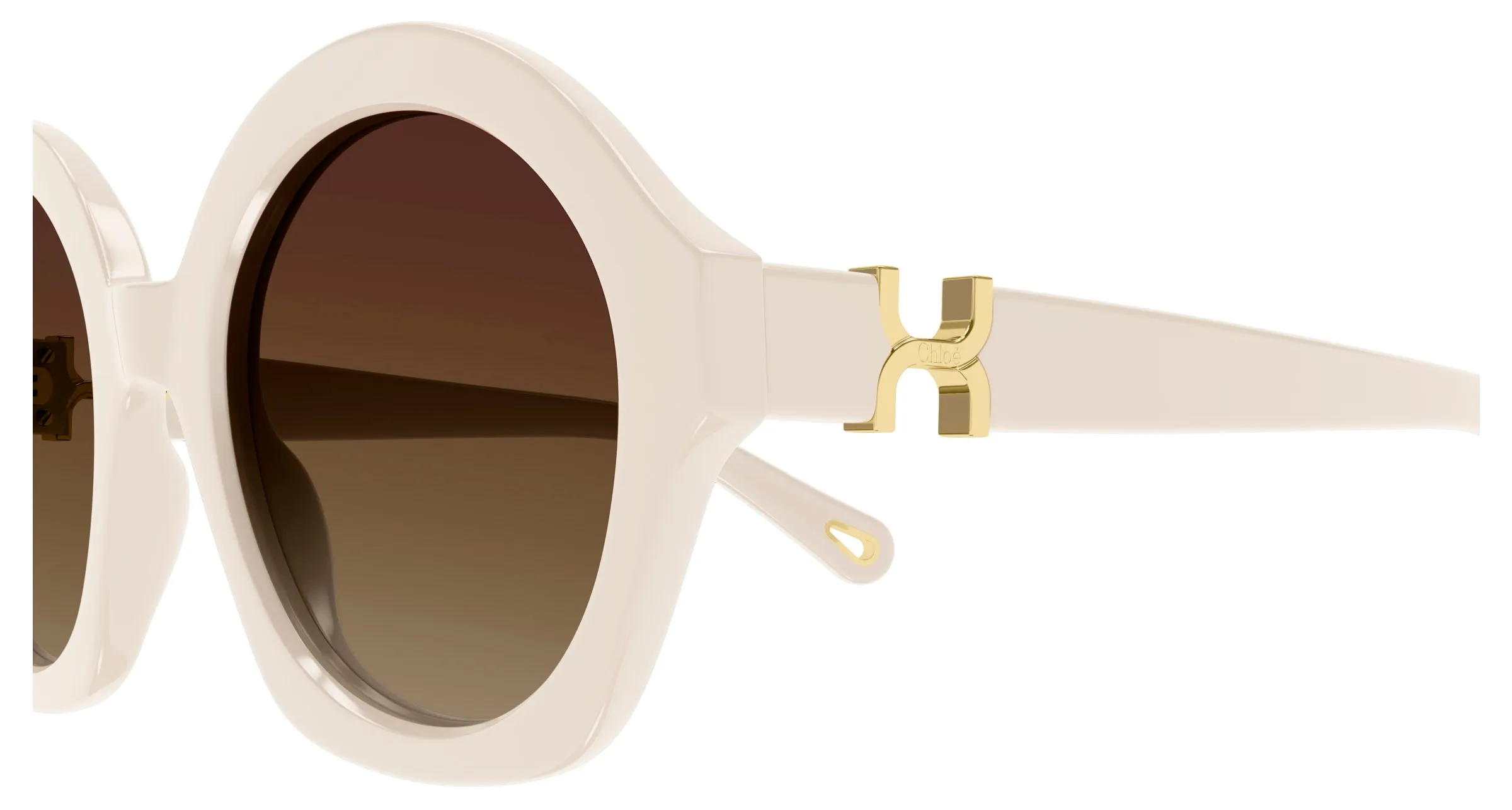 Chloé CH0302S 003 Occhiali da sole Acetato Avorio Marrone Rotonda - immagine 3