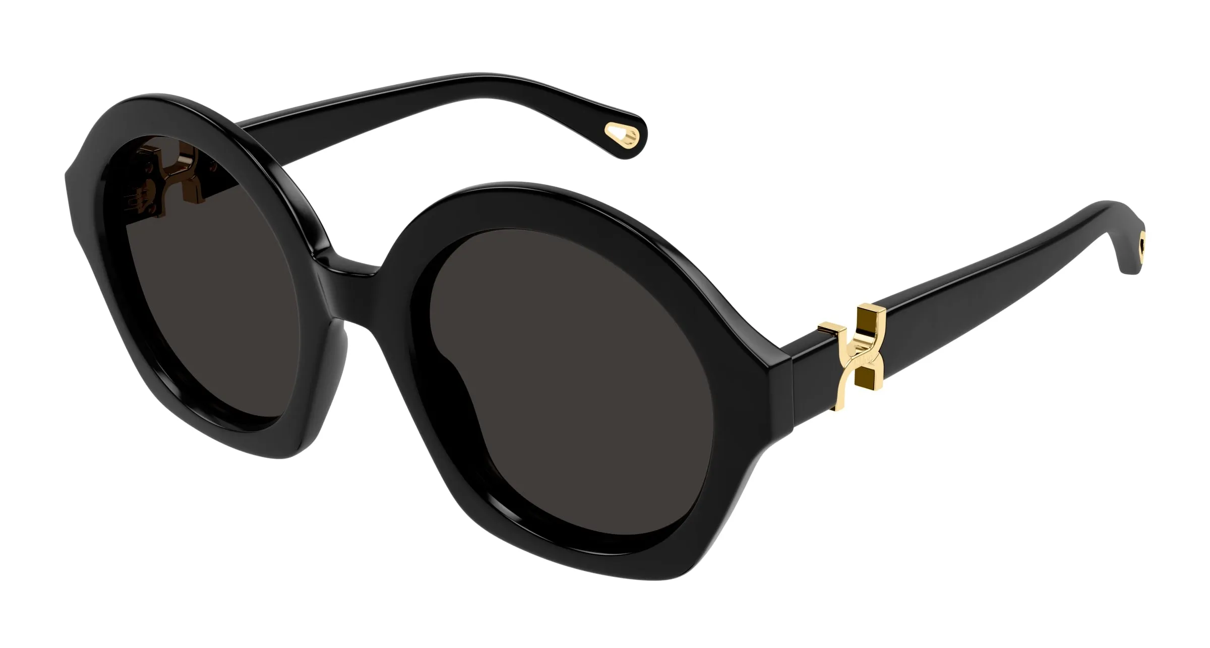 Chloé CH0302S 001 Occhiali da sole Acetato Nero Grigio Rotonda - immagine 1