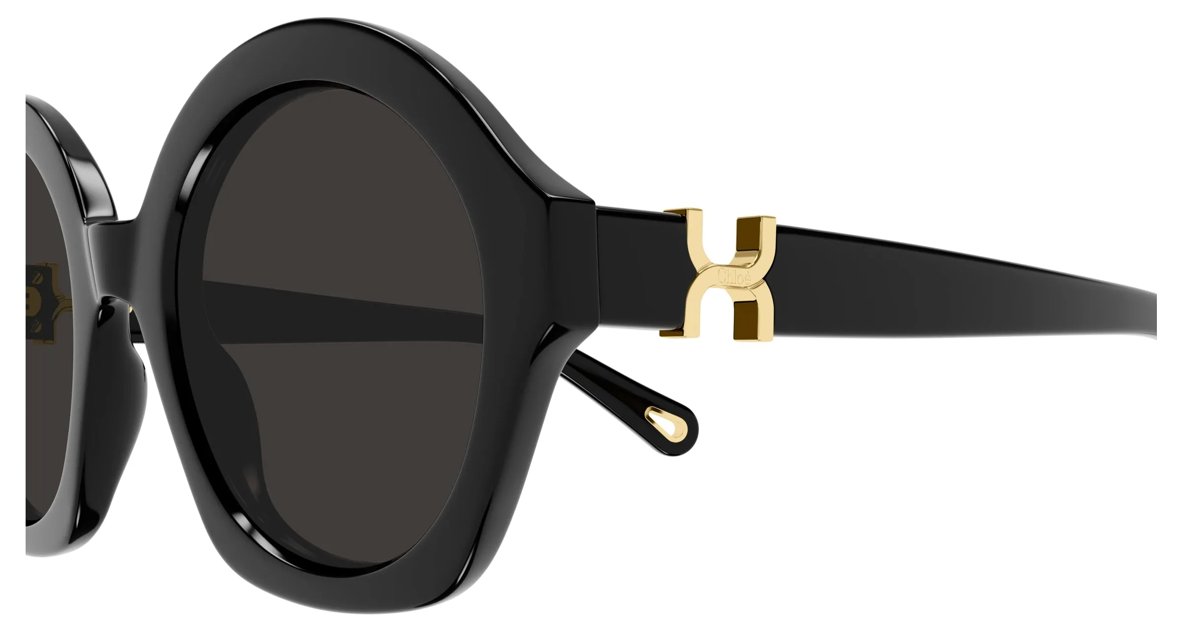 Chloé CH0302S 001 Occhiali da sole Acetato Nero Grigio Rotonda - immagine 3