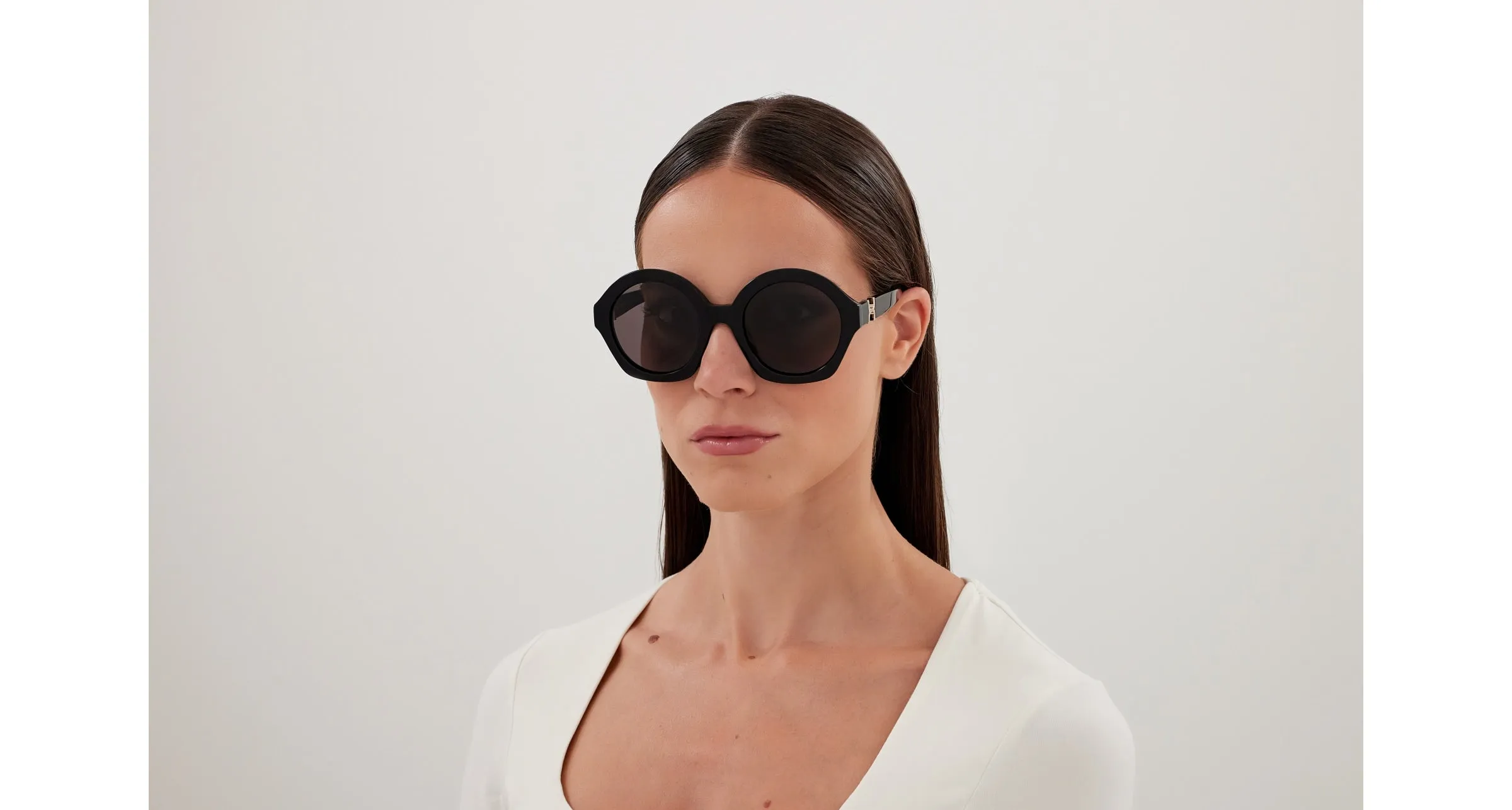 Chloé CH0302S 001 Occhiali da sole Acetato Nero Grigio Rotonda - immagine 4