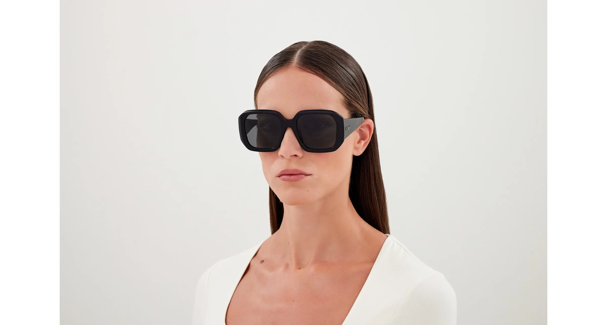 Chloé CH0300S 001 Occhiali da sole Acetato Nero Blu Squadrata - immagine 4