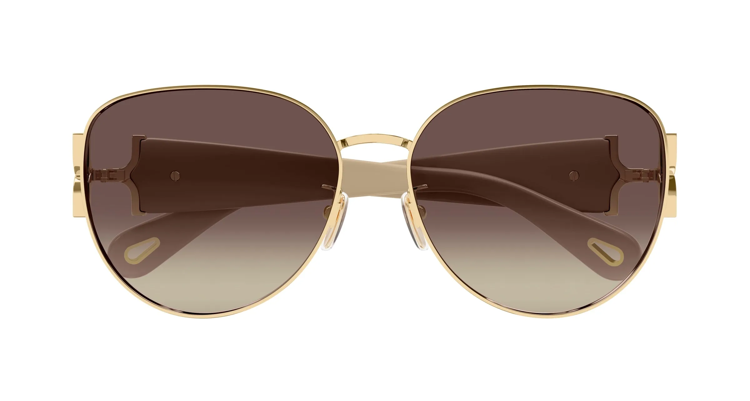 Chloé CH0261SK 003 Occhiali da sole Metallo Oro Marrone Rotonda - immagine 2