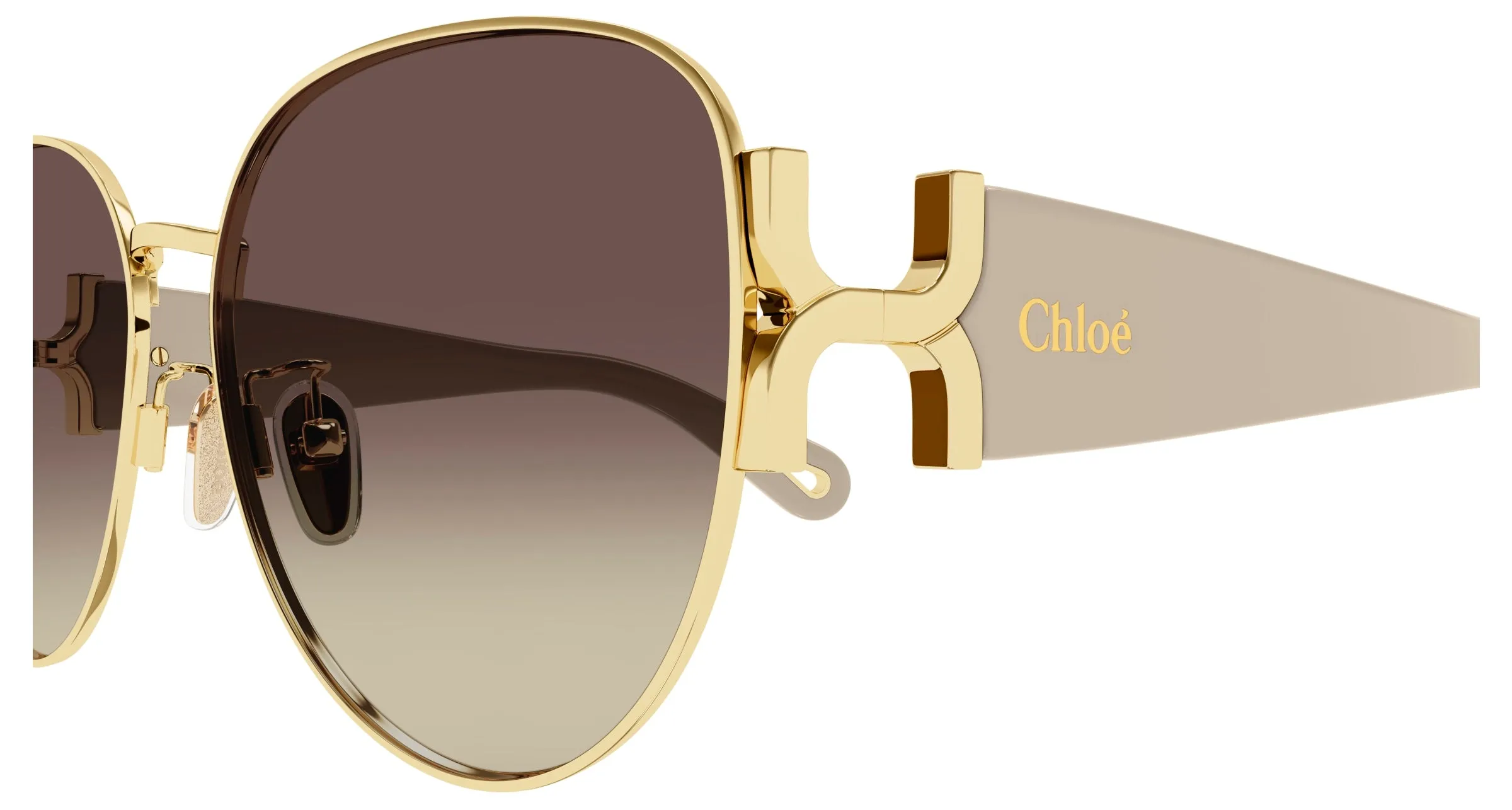 Chloé CH0261SK 003 Occhiali da sole Metallo Oro Marrone Rotonda - immagine 3