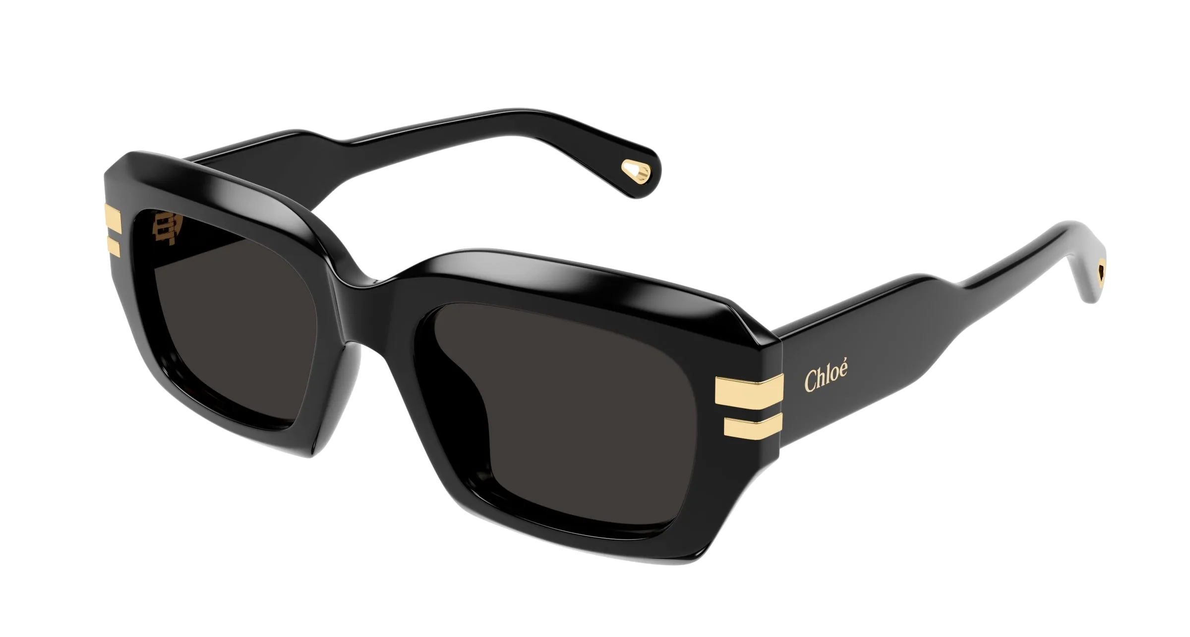 Chloé CH0256S 001 Occhiali da sole Acetato Nero Grigio Squadrata - immagine 1