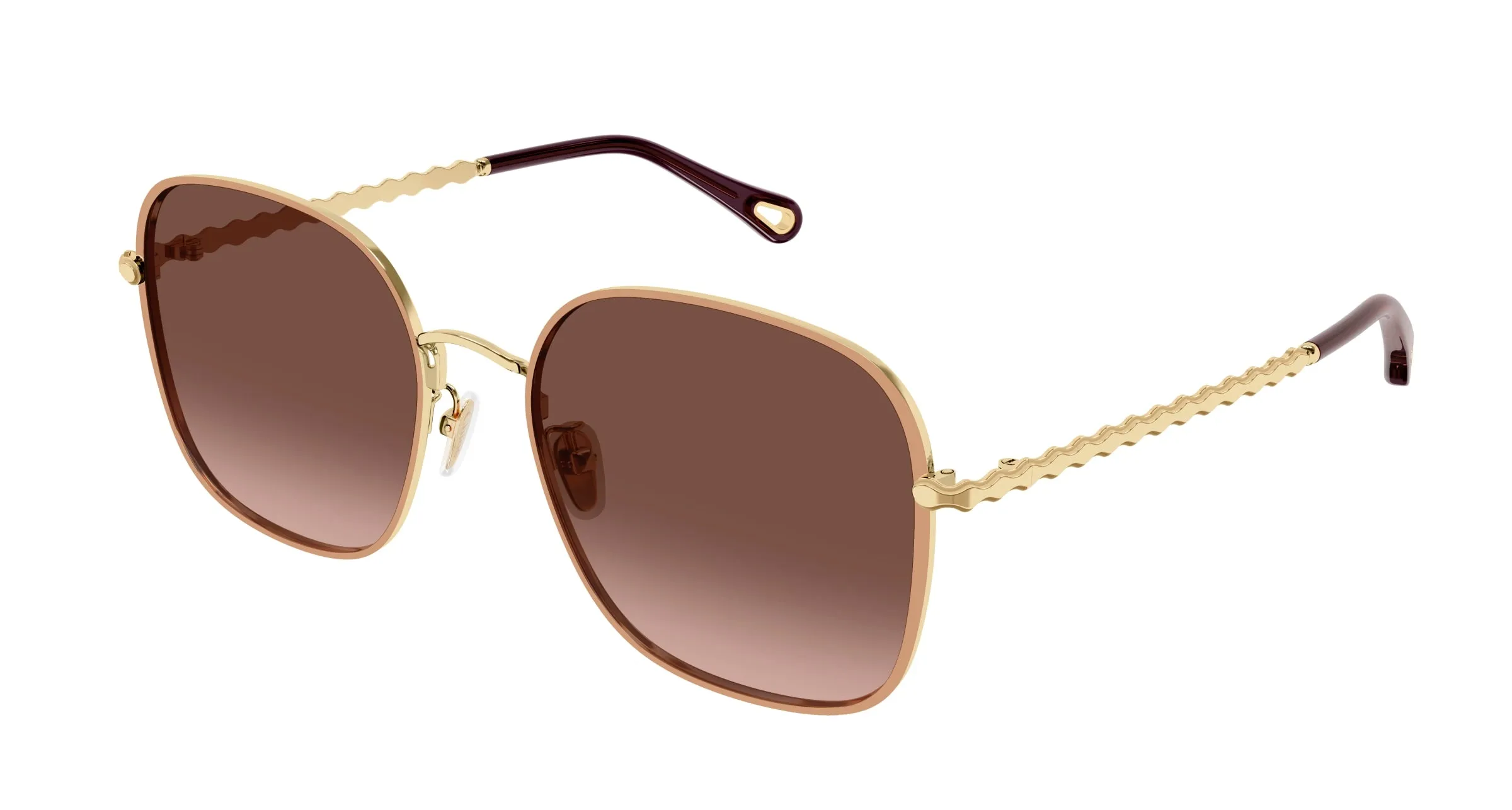 Chloé CH0255SK 004 Occhiali da sole Metallo Oro Marrone Squadrata - immagine 1