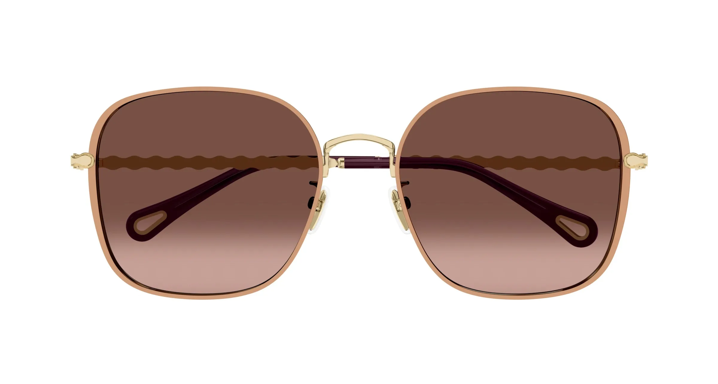 Chloé CH0255SK 004 Occhiali da sole Metallo Oro Marrone Squadrata - immagine 2