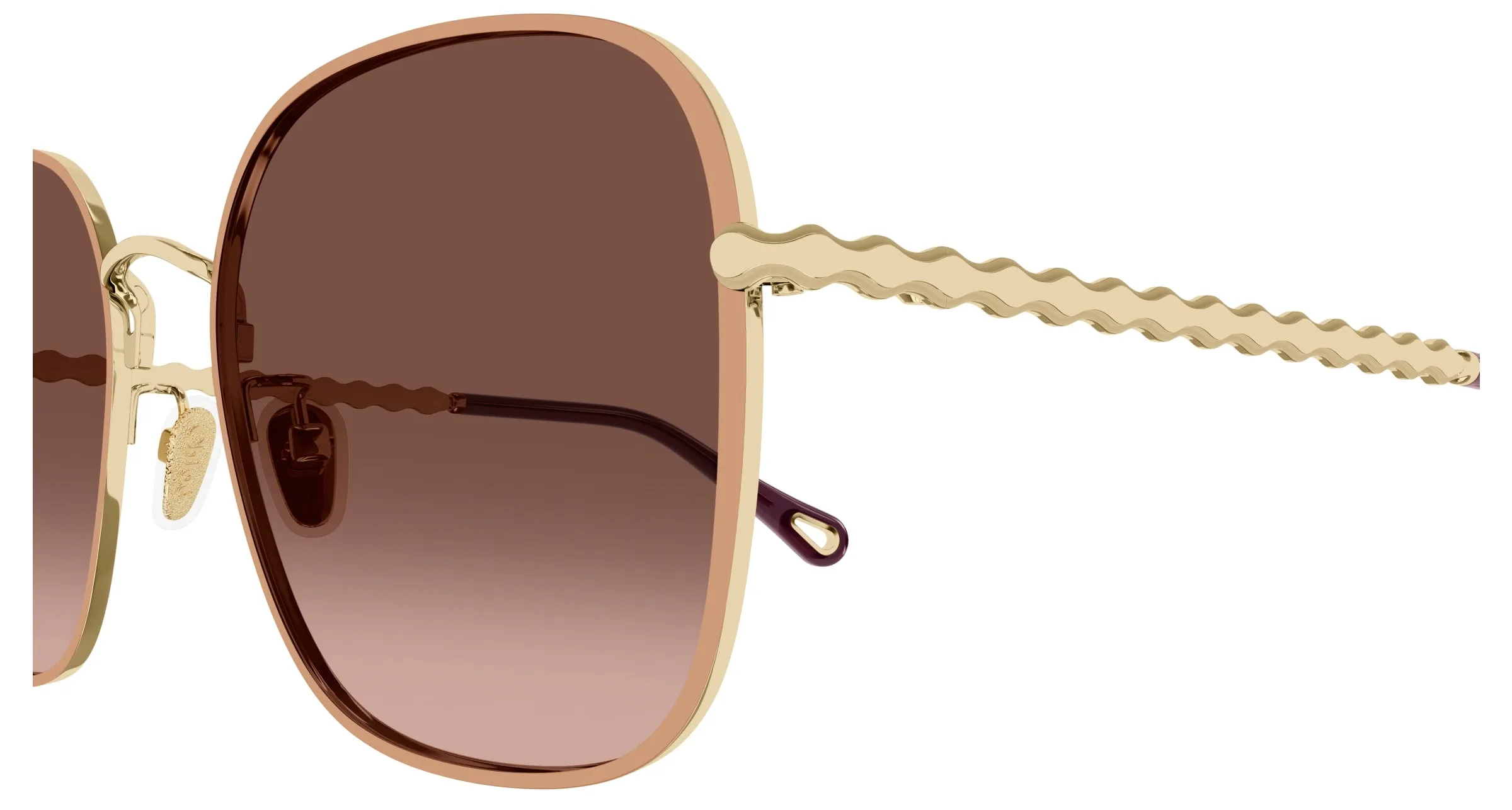 Chloé CH0255SK 004 Occhiali da sole Metallo Oro Marrone Squadrata - immagine 3