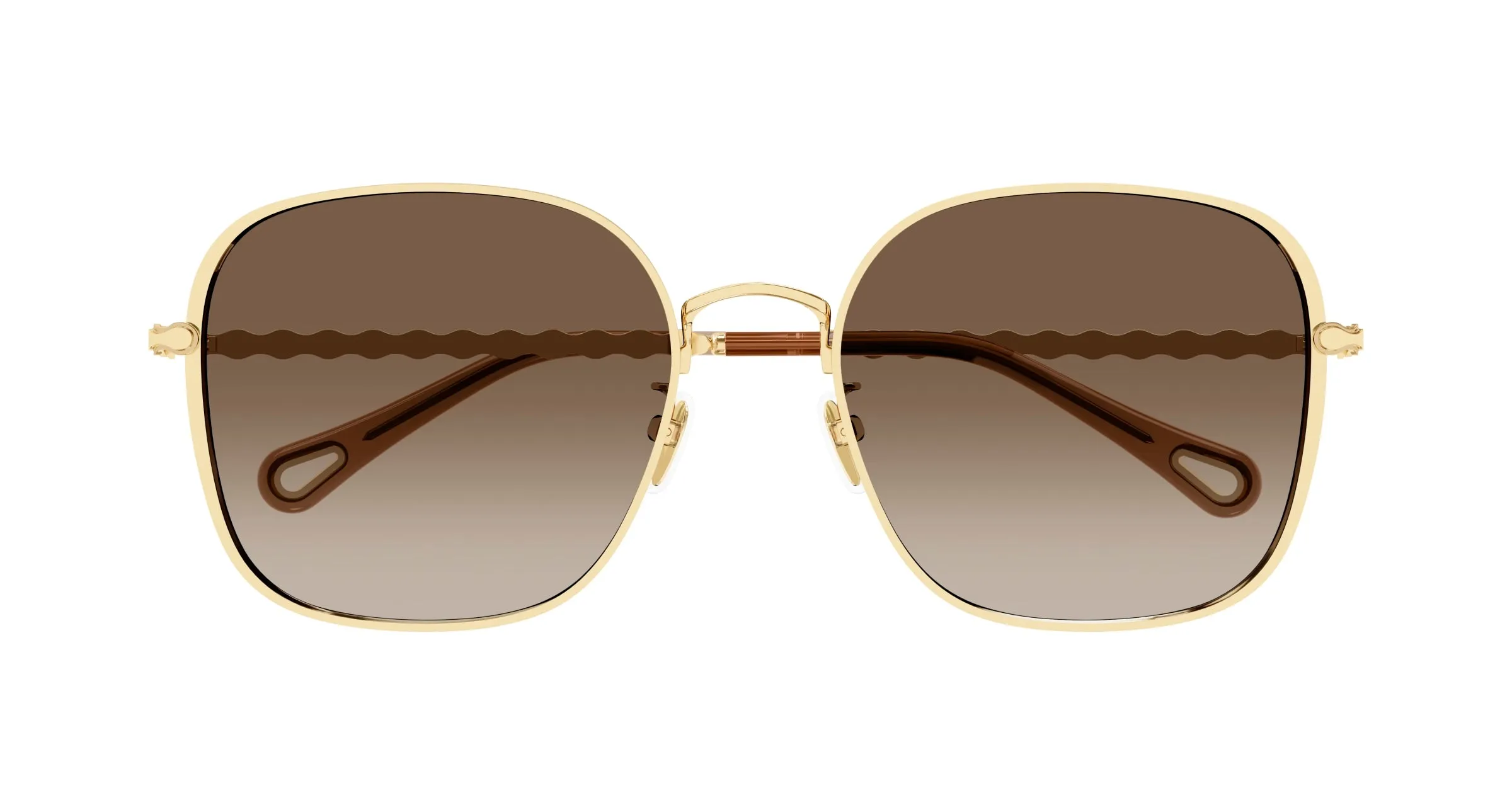 Chloé CH0255SK 003 Occhiali da sole Metallo Oro Marrone Squadrata - immagine 2