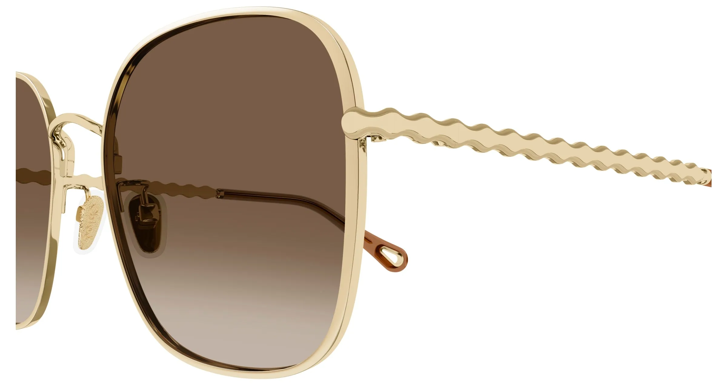 Chloé CH0255SK 003 Occhiali da sole Metallo Oro Marrone Squadrata - immagine 3