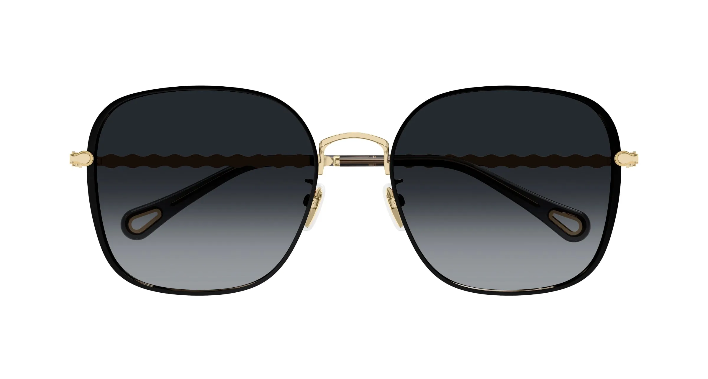 Chloé CH0255SK 001 Occhiali da sole Metallo Oro Grigio Squadrata - immagine 2