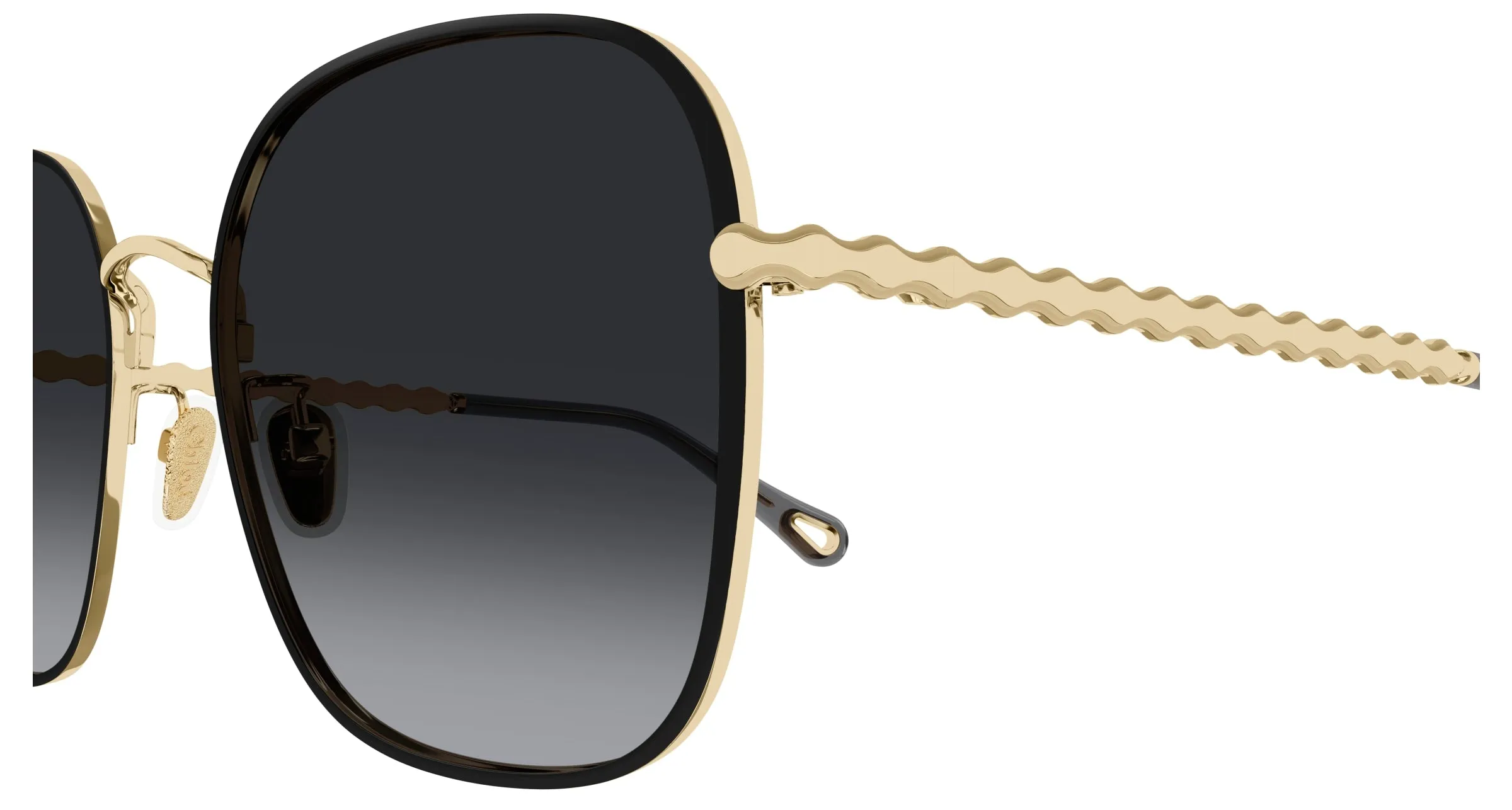 Chloé CH0255SK 001 Occhiali da sole Metallo Oro Grigio Squadrata - immagine 3