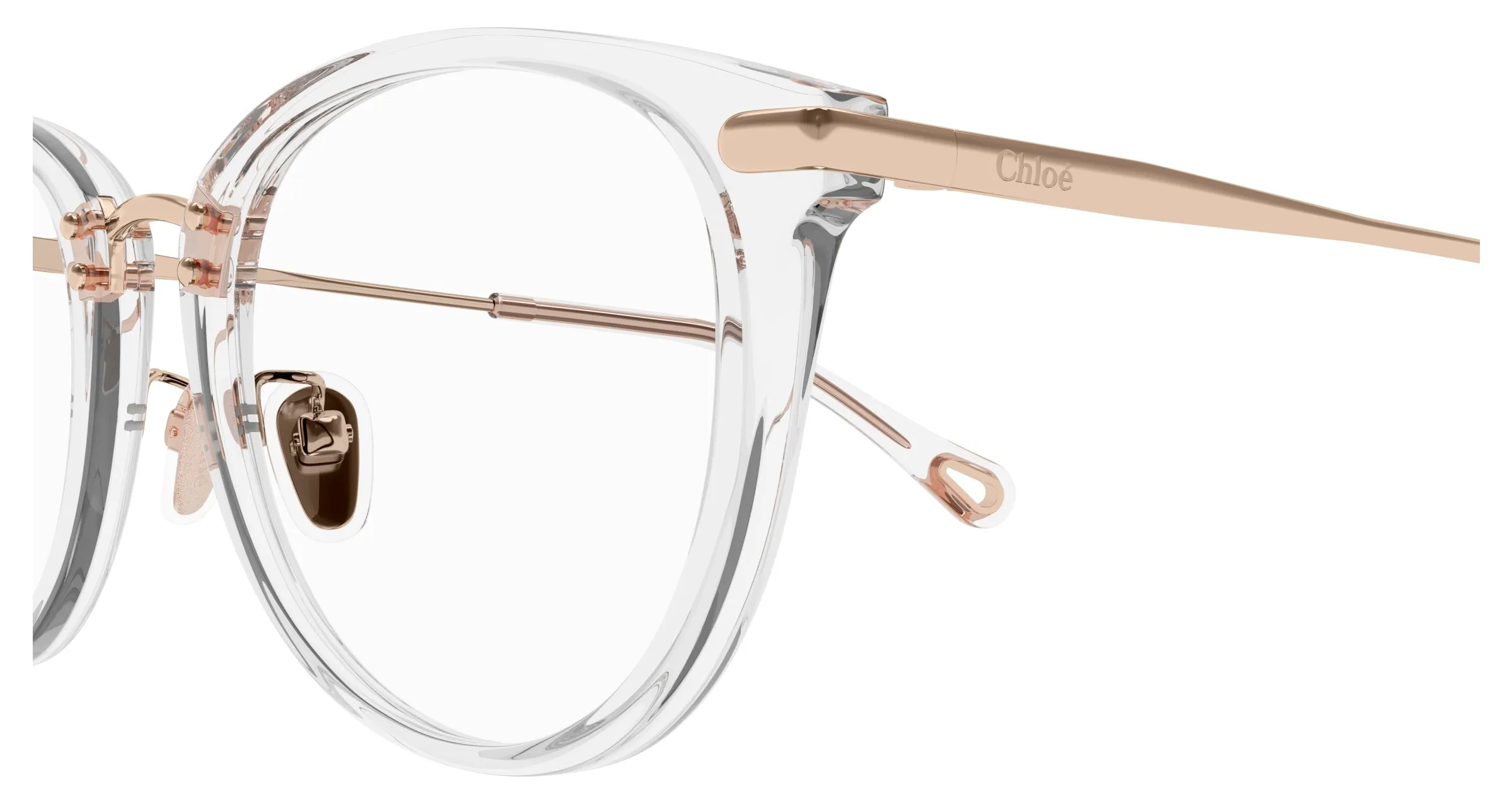Chloé CH0248OA 004 Montature da vista Acetato Cristallo Trasparente Cat Eye - immagine 3