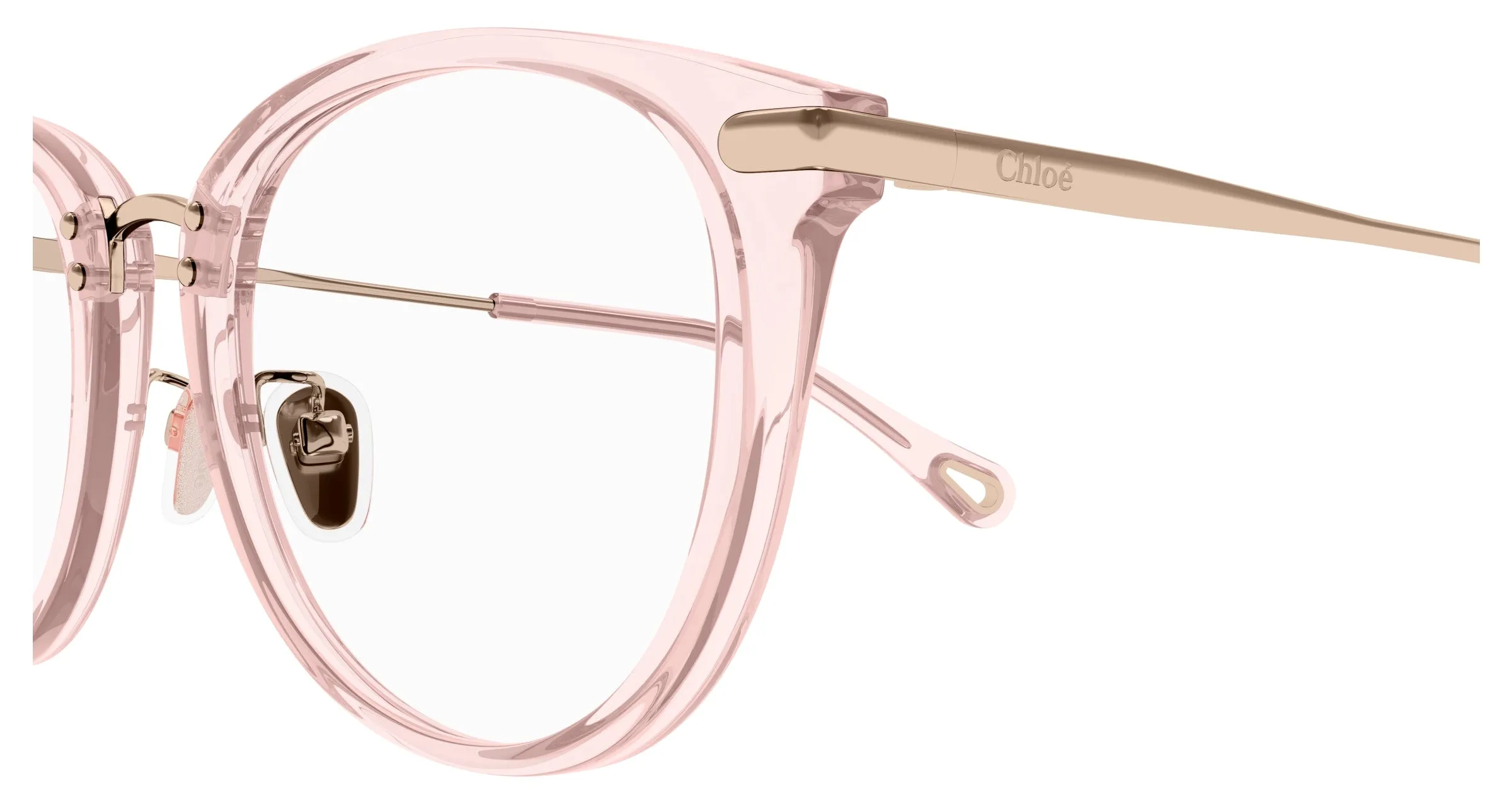 Chloé CH0248OA 002 Montature da vista Acetato Rosa Trasparente Cat Eye - immagine 3
