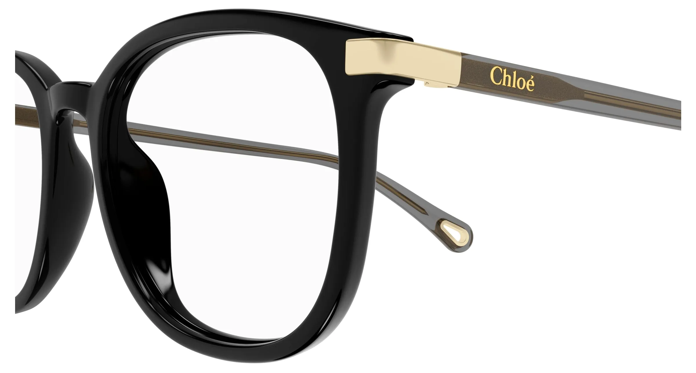 Chloé CH0247OA 001 Montature da vista Acetato Nero Trasparente Cat Eye - immagine 3