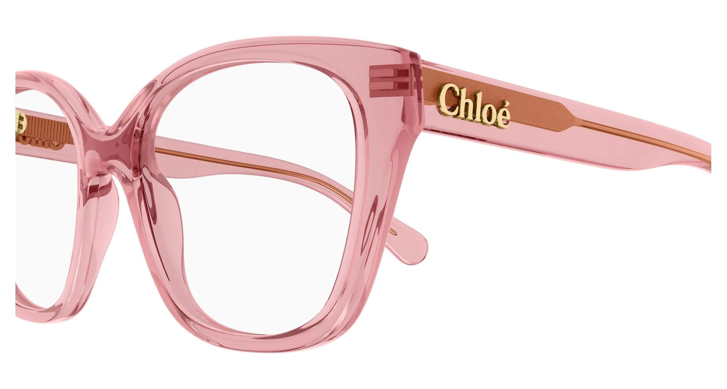 Chloé CH0241O 005 Montature da vista Acetato Rosa Trasparente Cat Eye - immagine 3