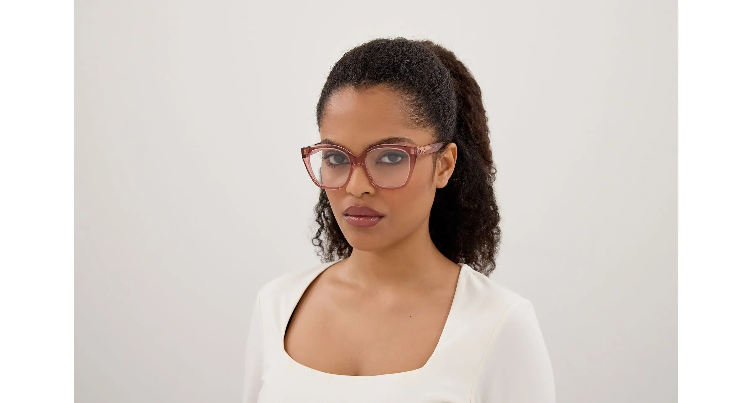 Chloé CH0241O 005 Montature da vista Acetato Rosa Trasparente Cat Eye - immagine 4