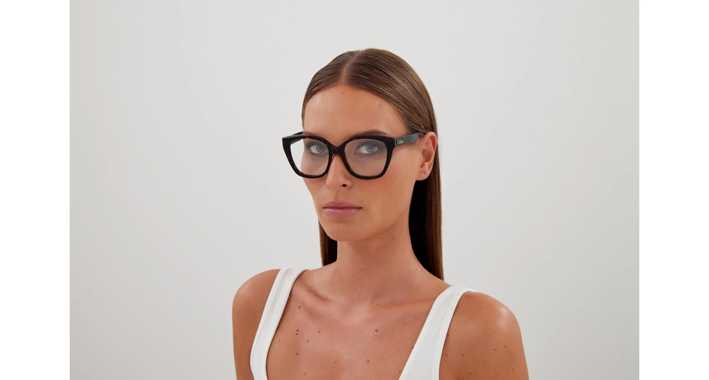 Chloé CH0241O 002 Montature da vista Acetato Havana Trasparente Cat Eye - immagine 4