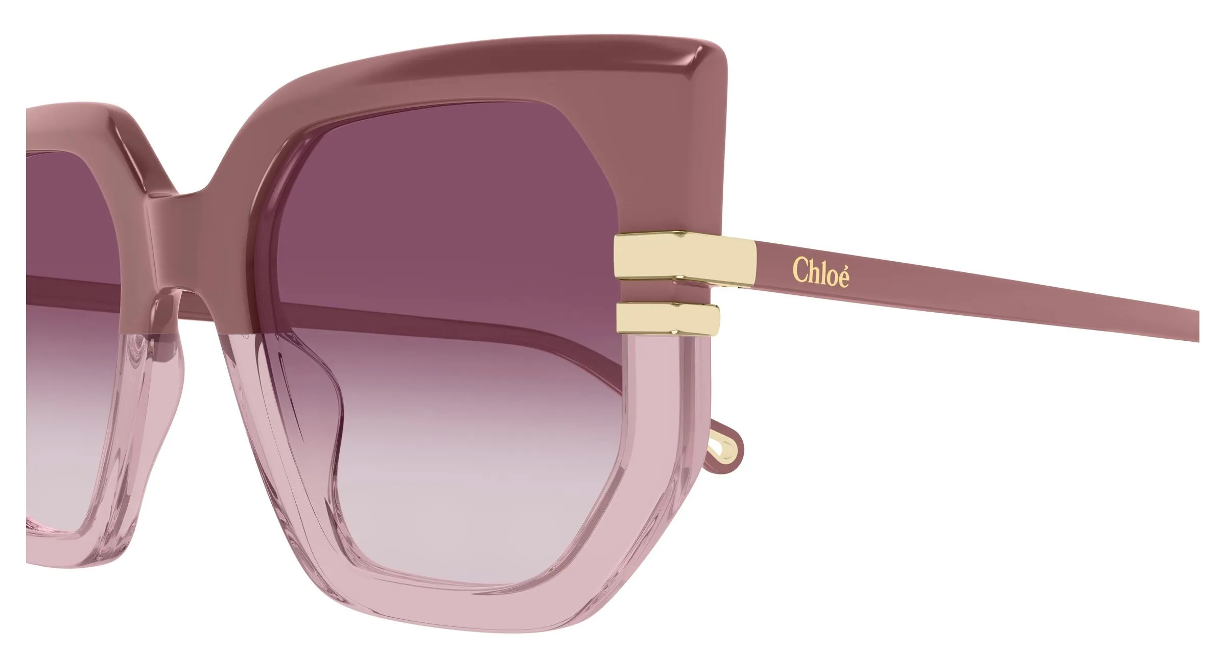 Chloé CH0240S 006 Occhiali da sole Acetato Rosa Rosso Geometrica - immagine 3