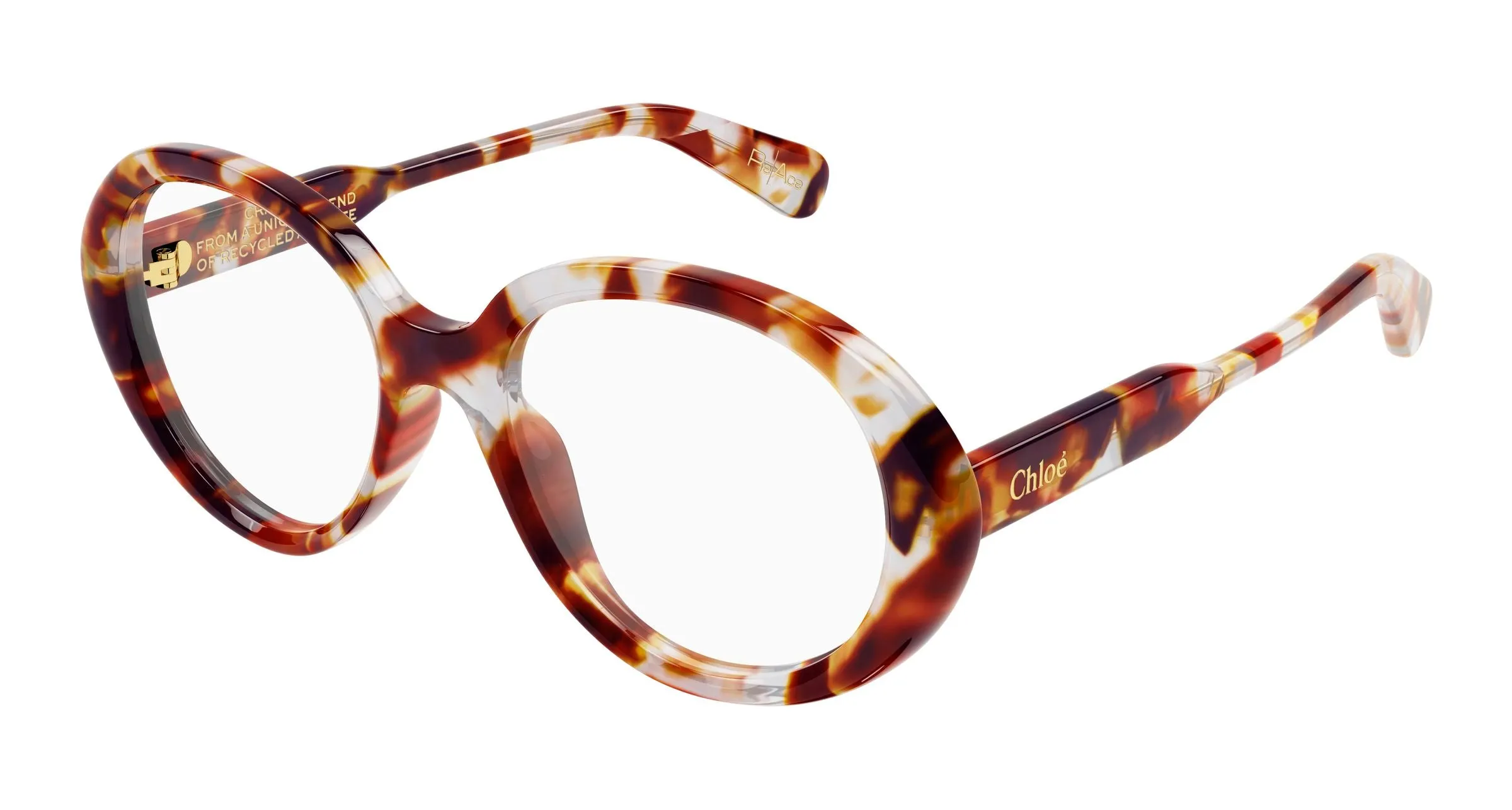 Chloé CH0221O 008 Montature da vista Acetato Havana Trasparente Rotonda - immagine 1