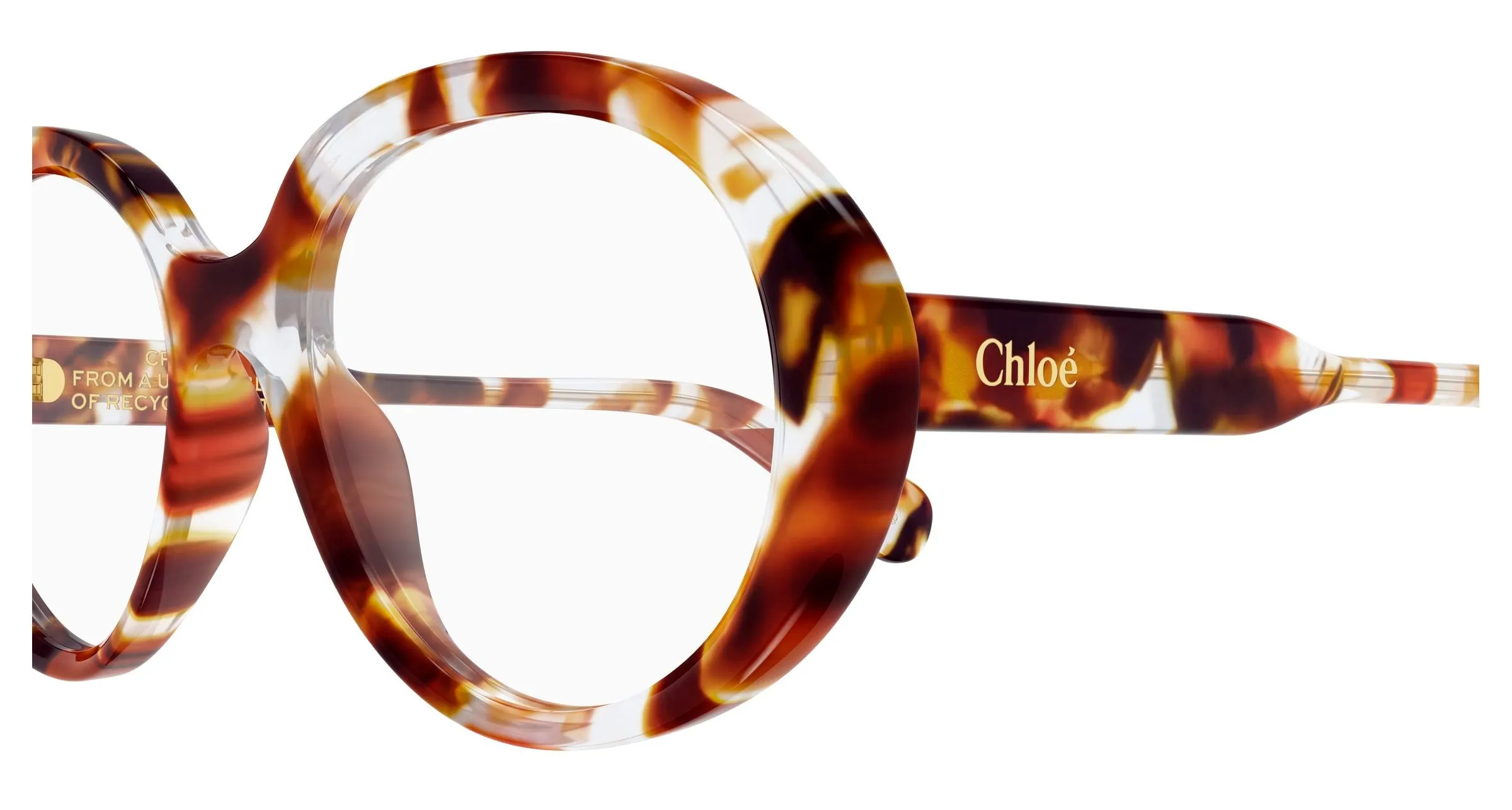 Chloé CH0221O 008 Montature da vista Acetato Havana Trasparente Rotonda - immagine 3