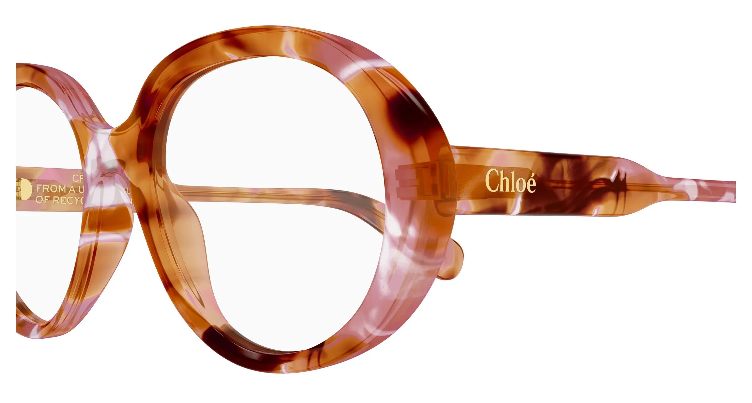 Chloé CH0221O 007 Montature da vista Acetato Havana Trasparente Rotonda - immagine 3