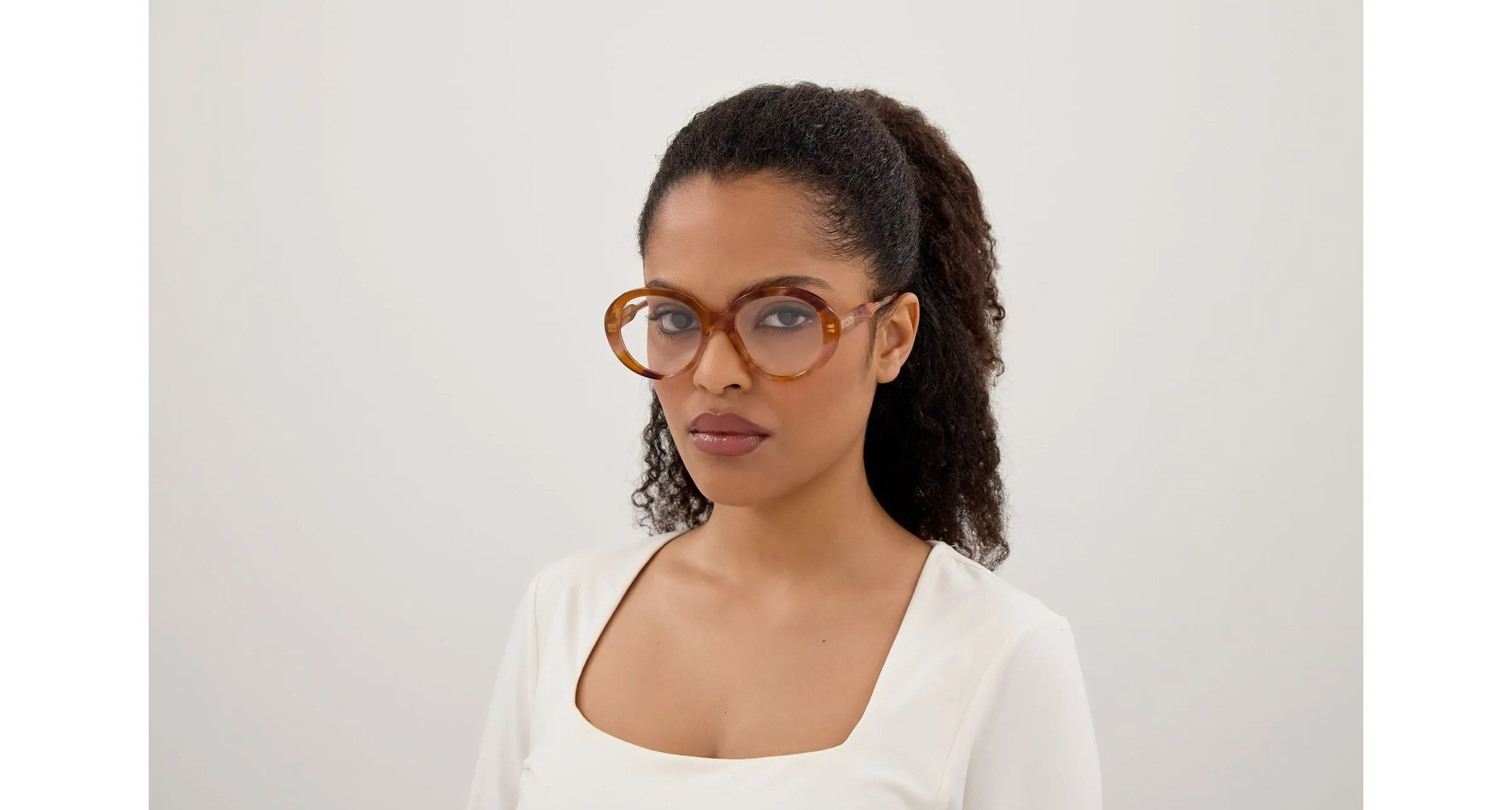 Chloé CH0221O 007 Montature da vista Acetato Havana Trasparente Rotonda - immagine 4