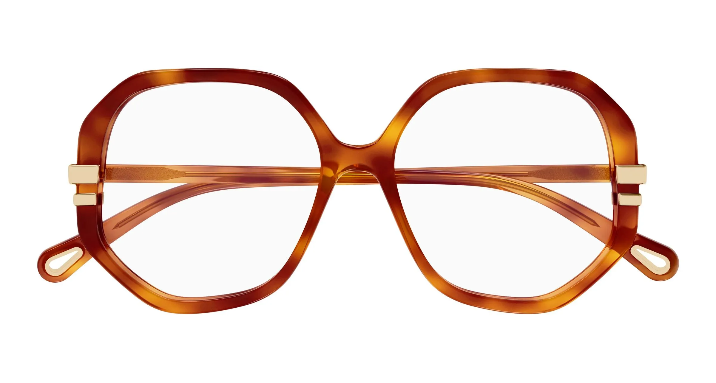 Chloé CH0107O 018 Montature da vista Acetato Havana Trasparente Geometrica - immagine 2
