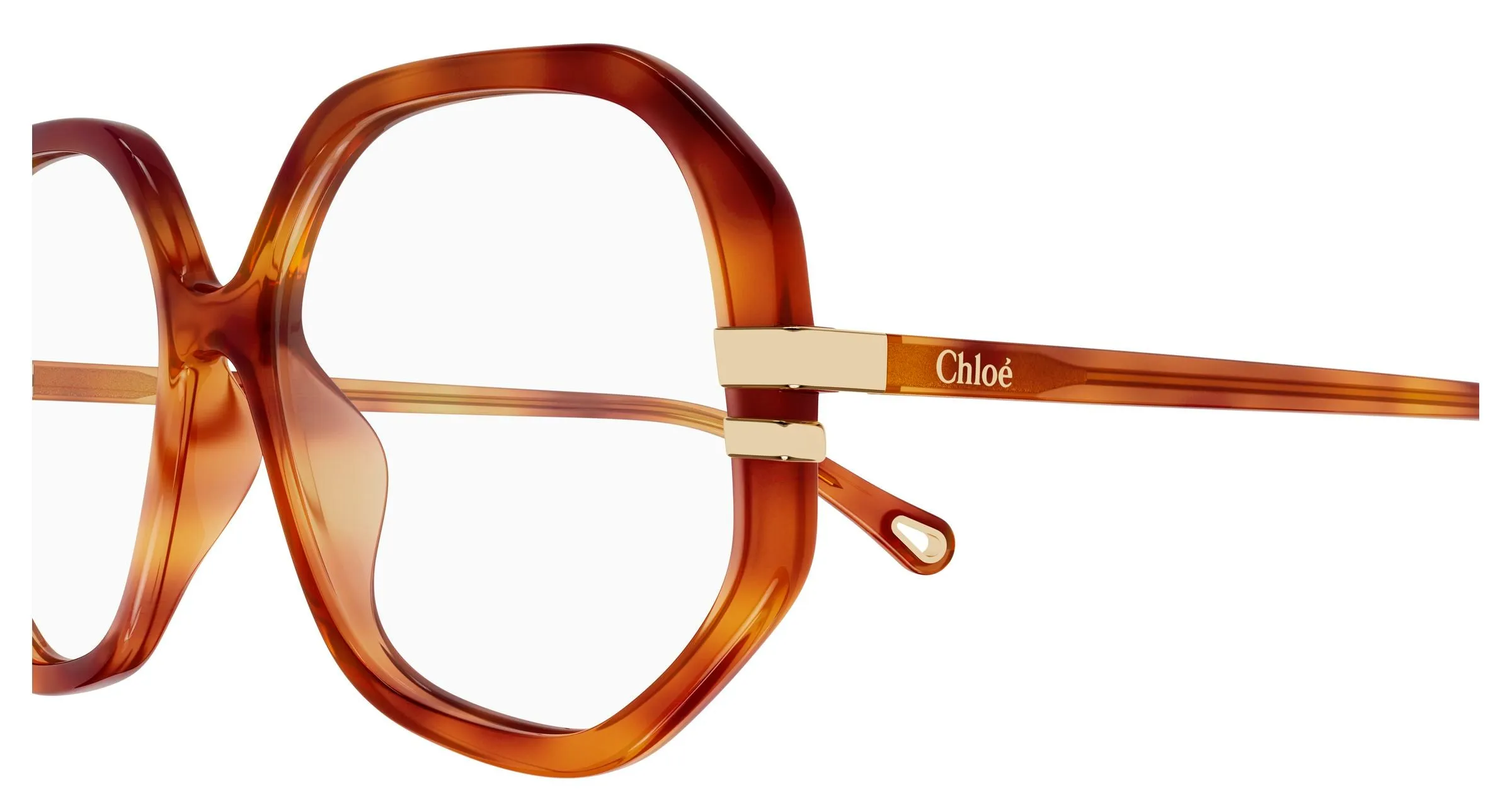 Chloé CH0107O 018 Montature da vista Acetato Havana Trasparente Geometrica - immagine 3