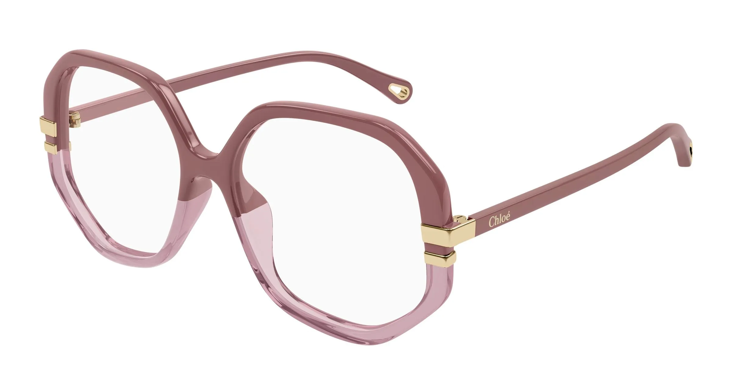 Chloé CH0107O 017 Montature da vista Acetato Rosa Trasparente Geometrica - immagine 1