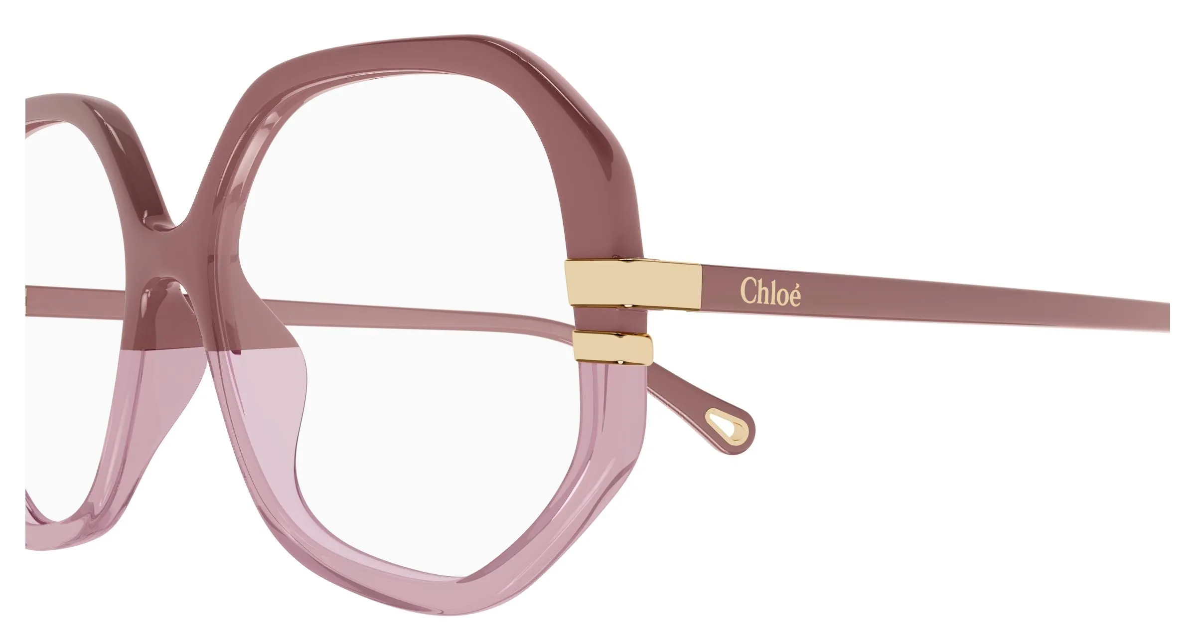 Chloé CH0107O 017 Montature da vista Acetato Rosa Trasparente Geometrica - immagine 3