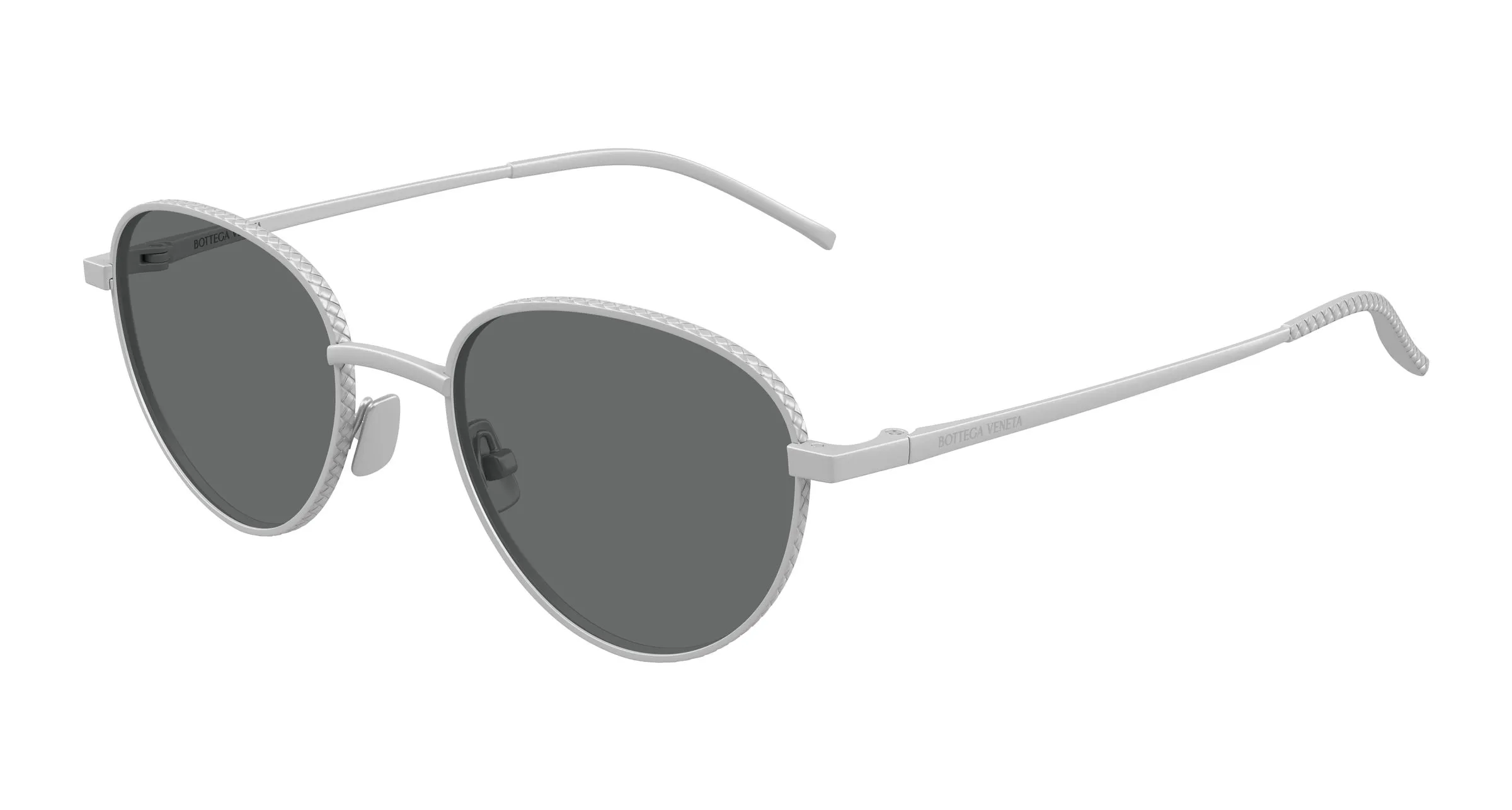 Bottega Veneta BV1966S 004 Occhiali da sole Titanio Argento Grigio Rotonda - immagine 1