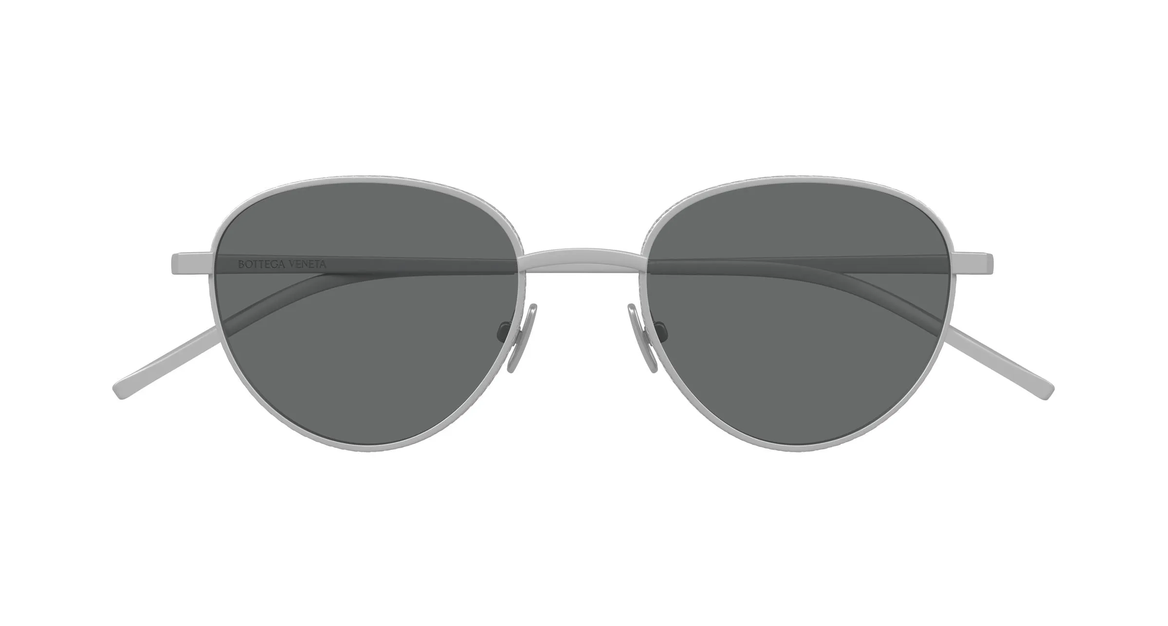 Bottega Veneta BV1966S 004 Occhiali da sole Titanio Argento Grigio Rotonda - immagine 2