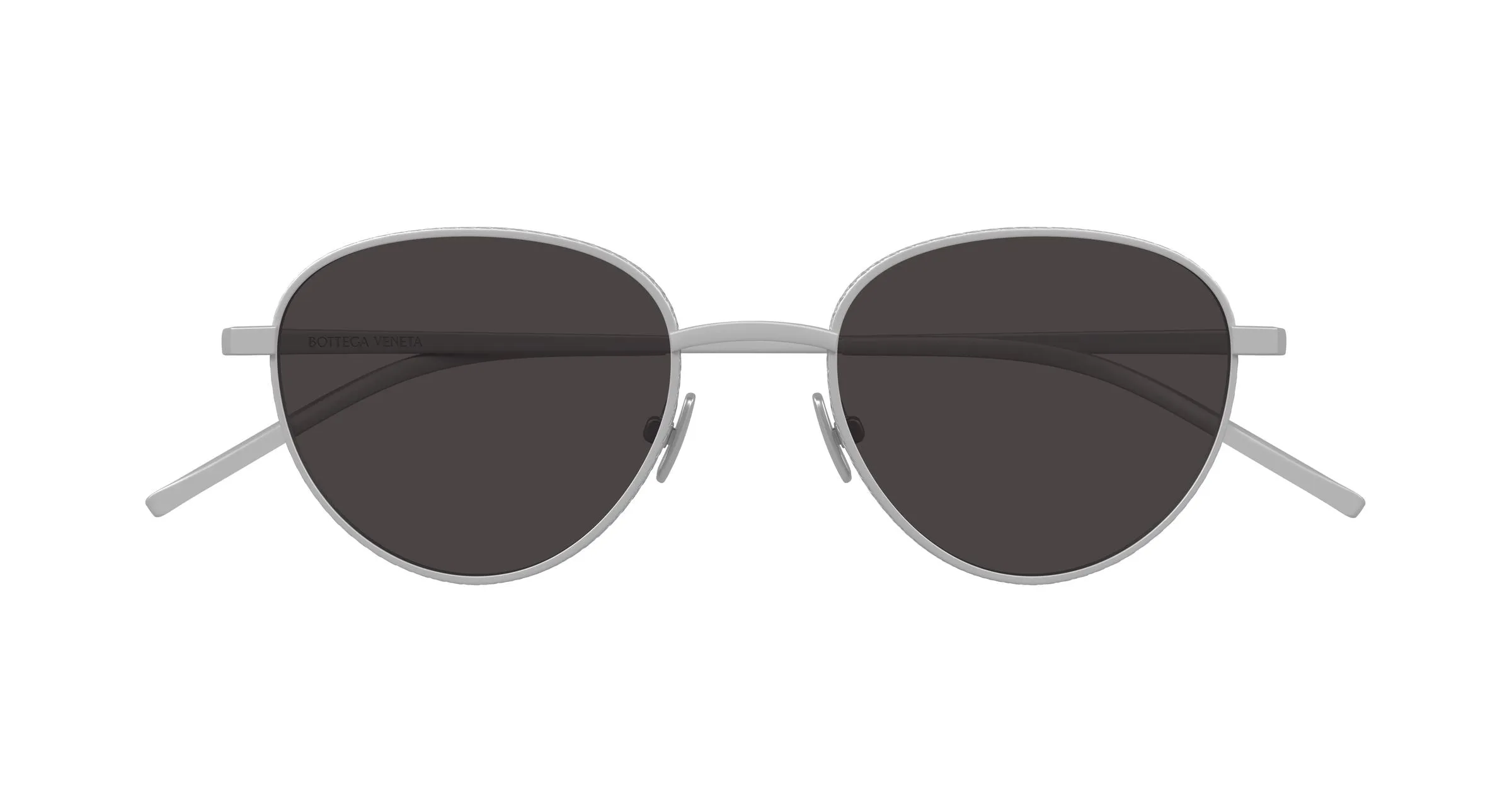 Bottega Veneta BV1966S 002 Occhiali da sole Titanio Argento Grigio Rotonda - immagine 2