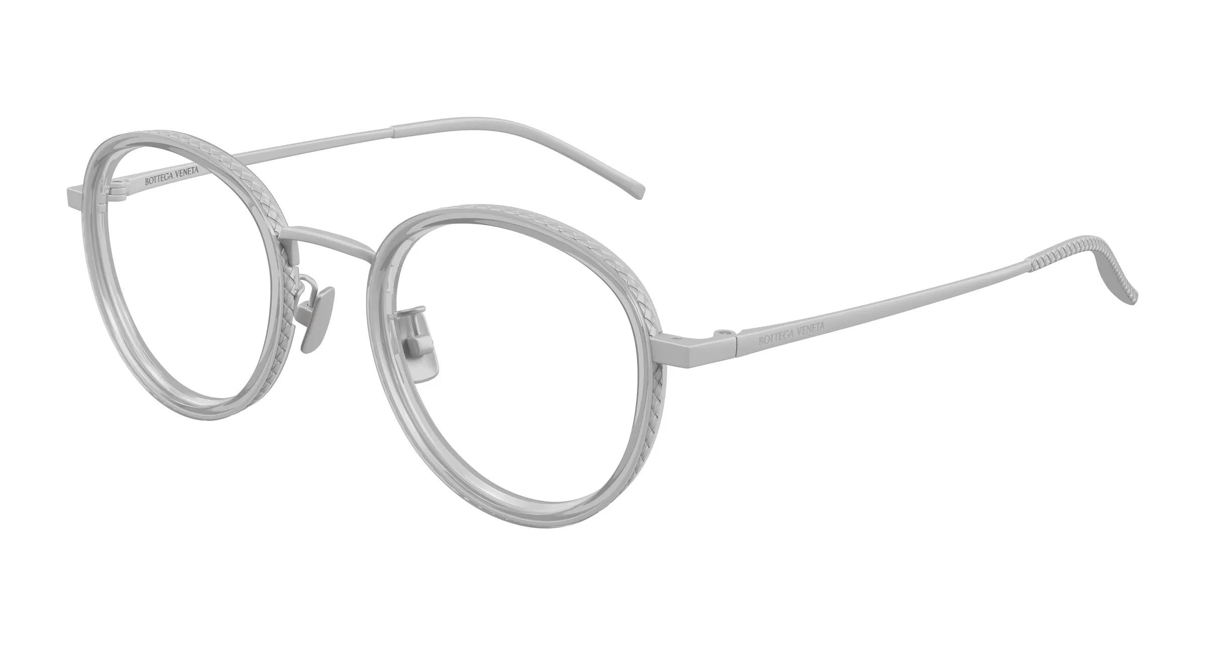 Bottega Veneta BV1428OA 004 Montature da vista Titanio Argento Trasparente Rotonda - immagine 1