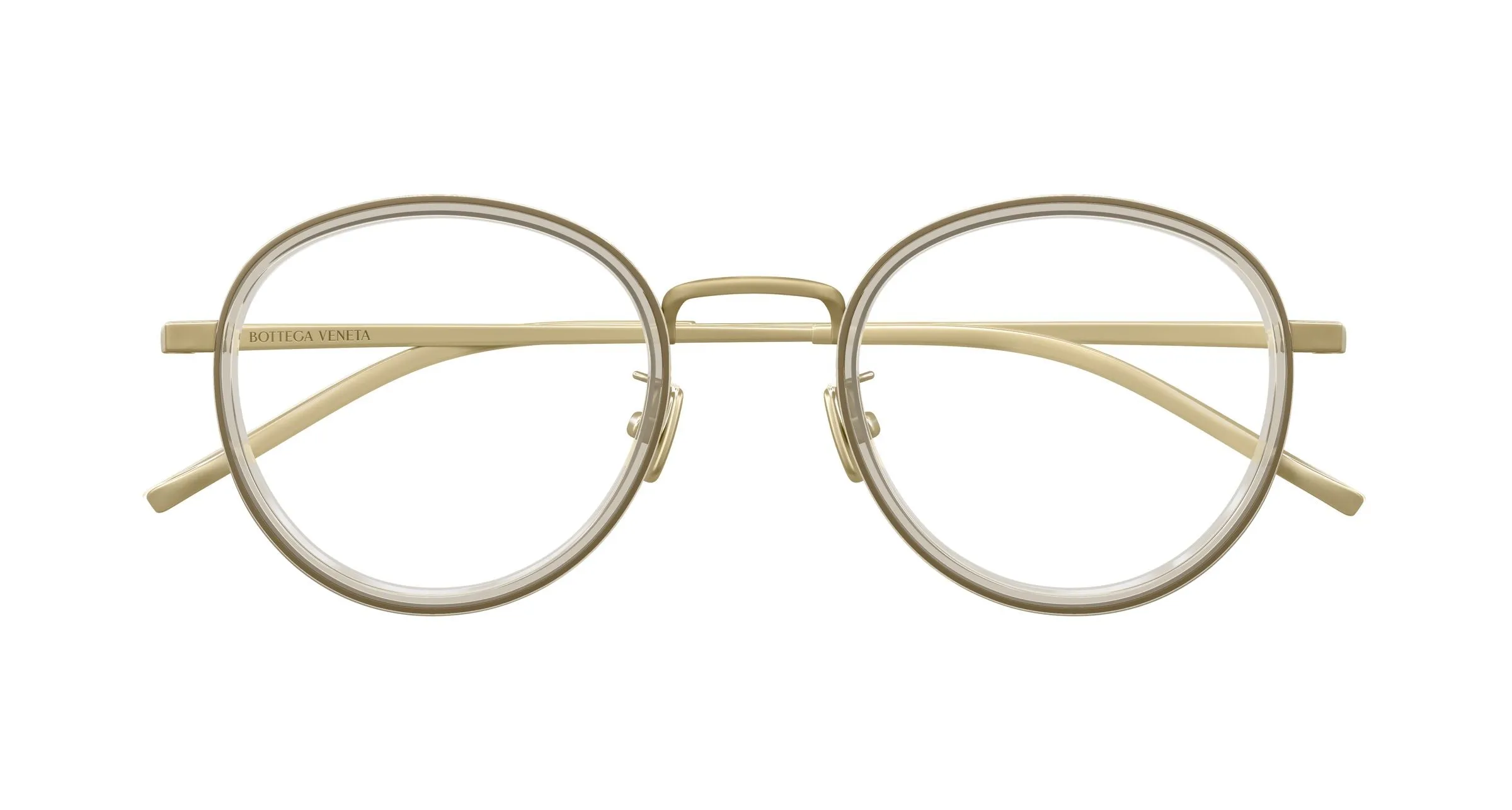 Bottega Veneta BV1428OA 003 Montature da vista Titanio Bronzo Trasparente Rotonda - immagine 2