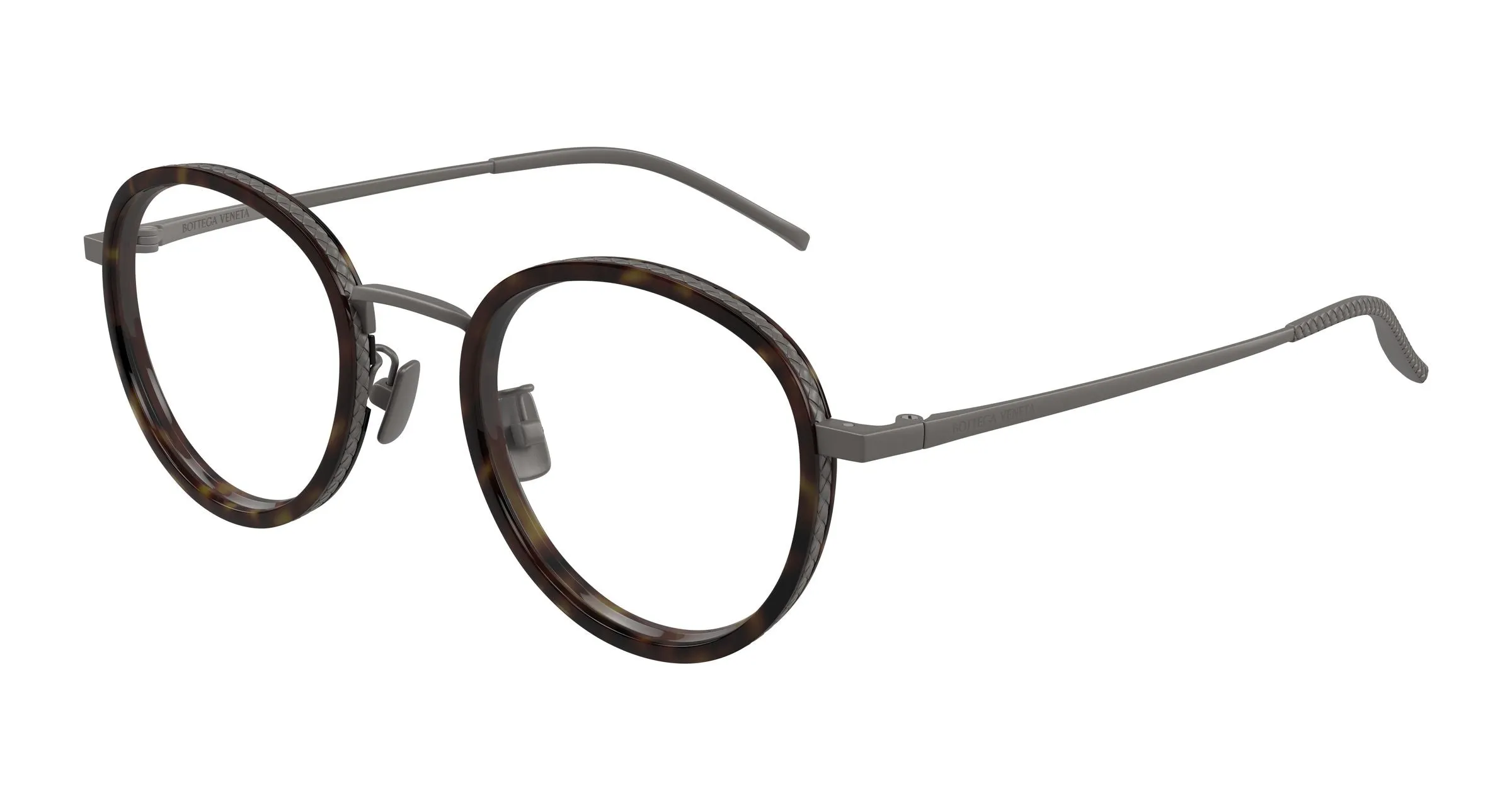 Bottega Veneta BV1428OA 002 Montature da vista Titanio Rutenio Trasparente Rotonda - immagine 1