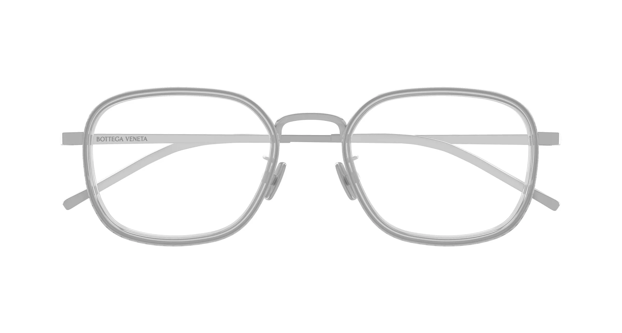 Bottega Veneta BV1427OA 004 Montature da vista Titanio Argento Trasparente Squadrata - immagine 2
