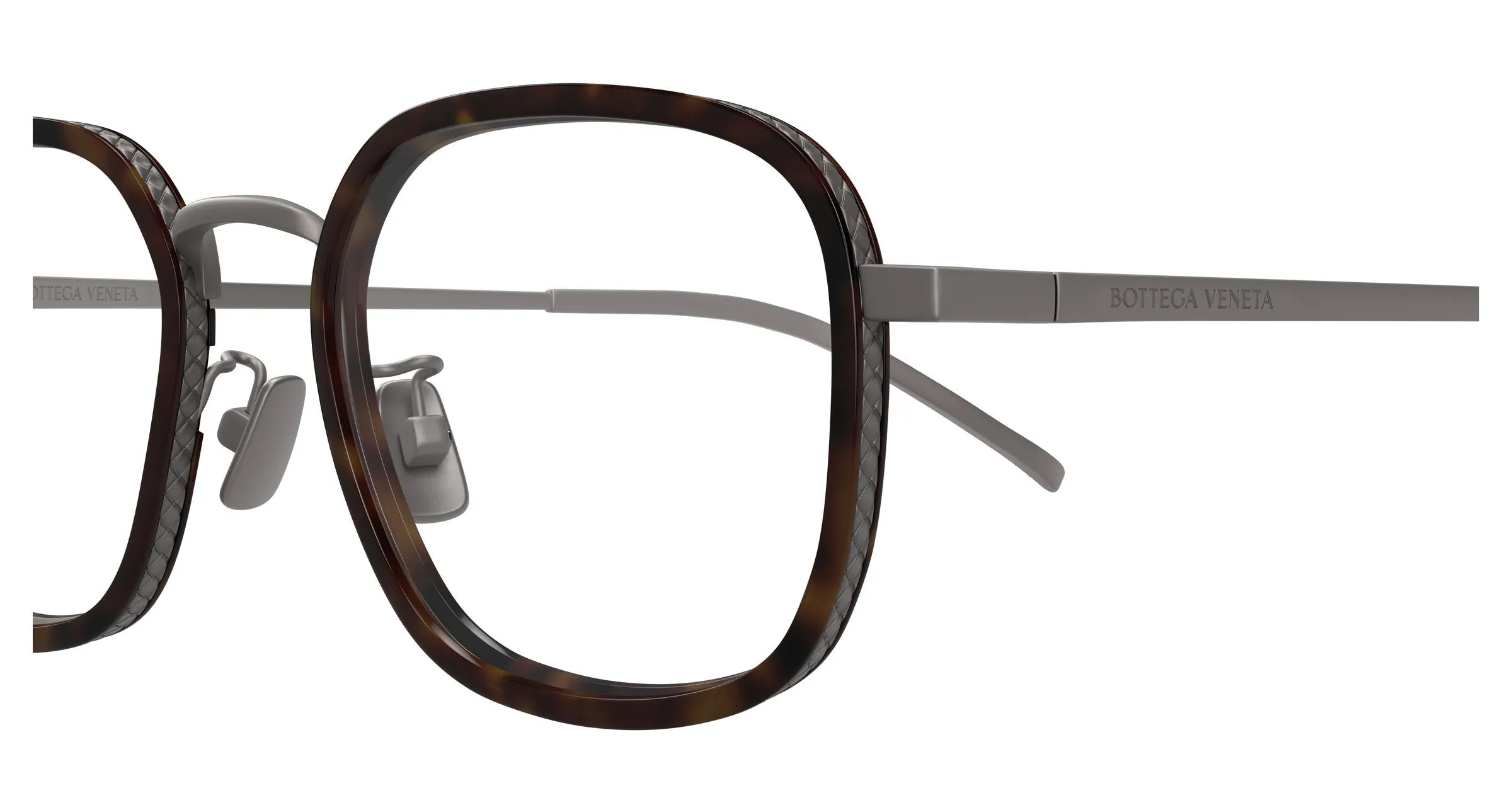Bottega Veneta BV1427OA 002 Montature da vista Titanio Rutenio Trasparente Squadrata - immagine 3