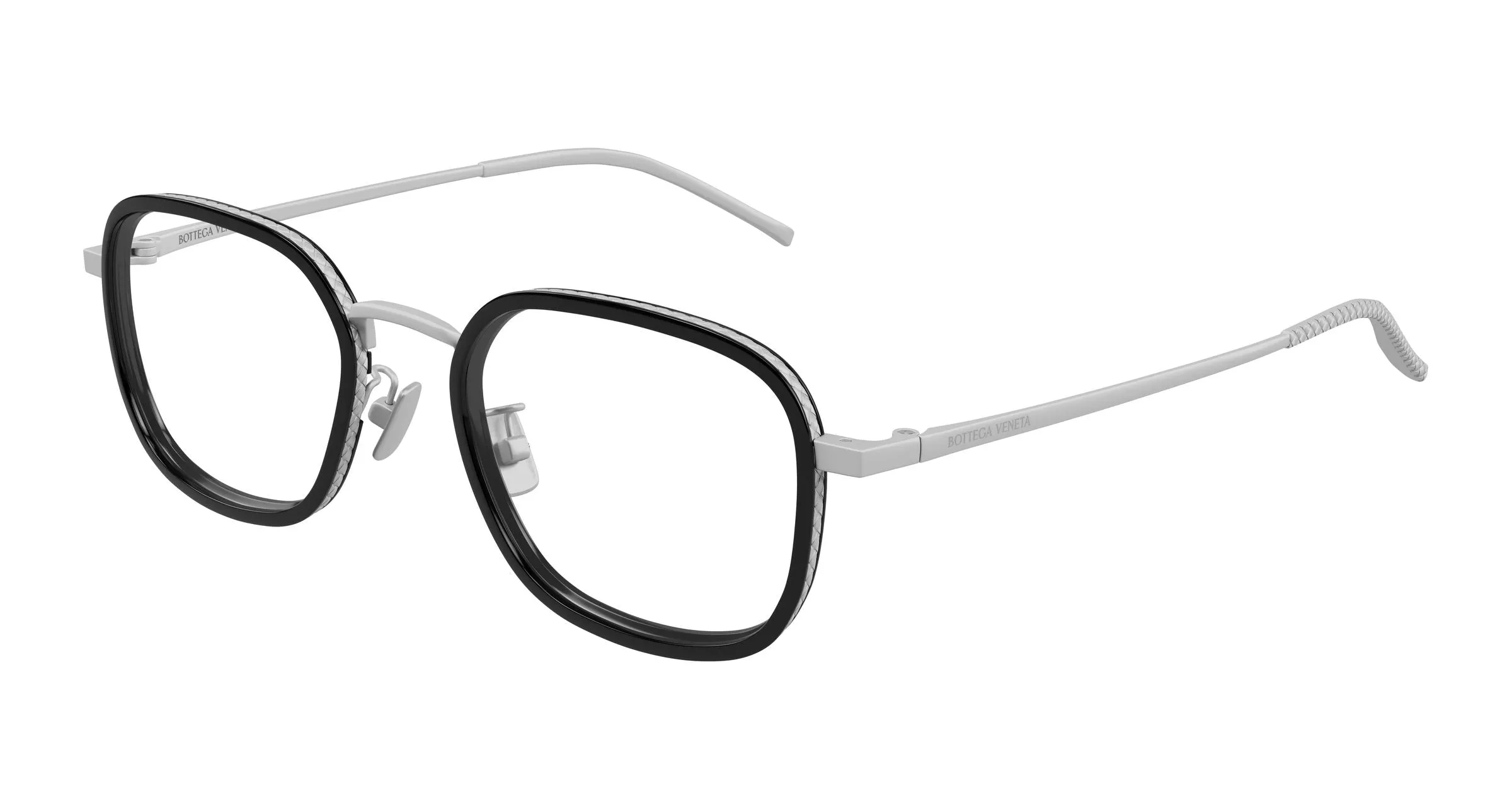Bottega Veneta BV1427OA 001 Montature da vista Titanio Argento Trasparente Squadrata - immagine 1