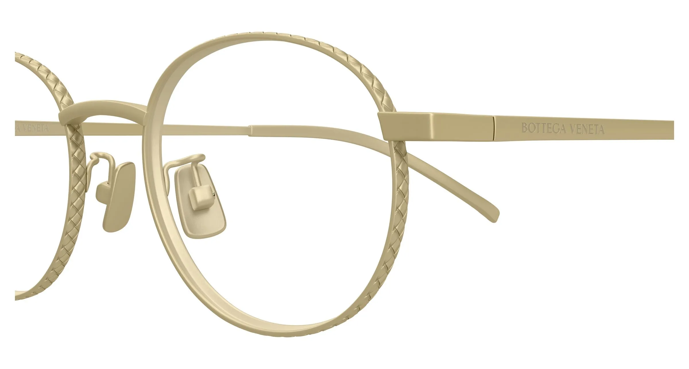Bottega Veneta BV1426OA 001 Montature da vista Titanio Bronzo Trasparente Rotonda - immagine 3