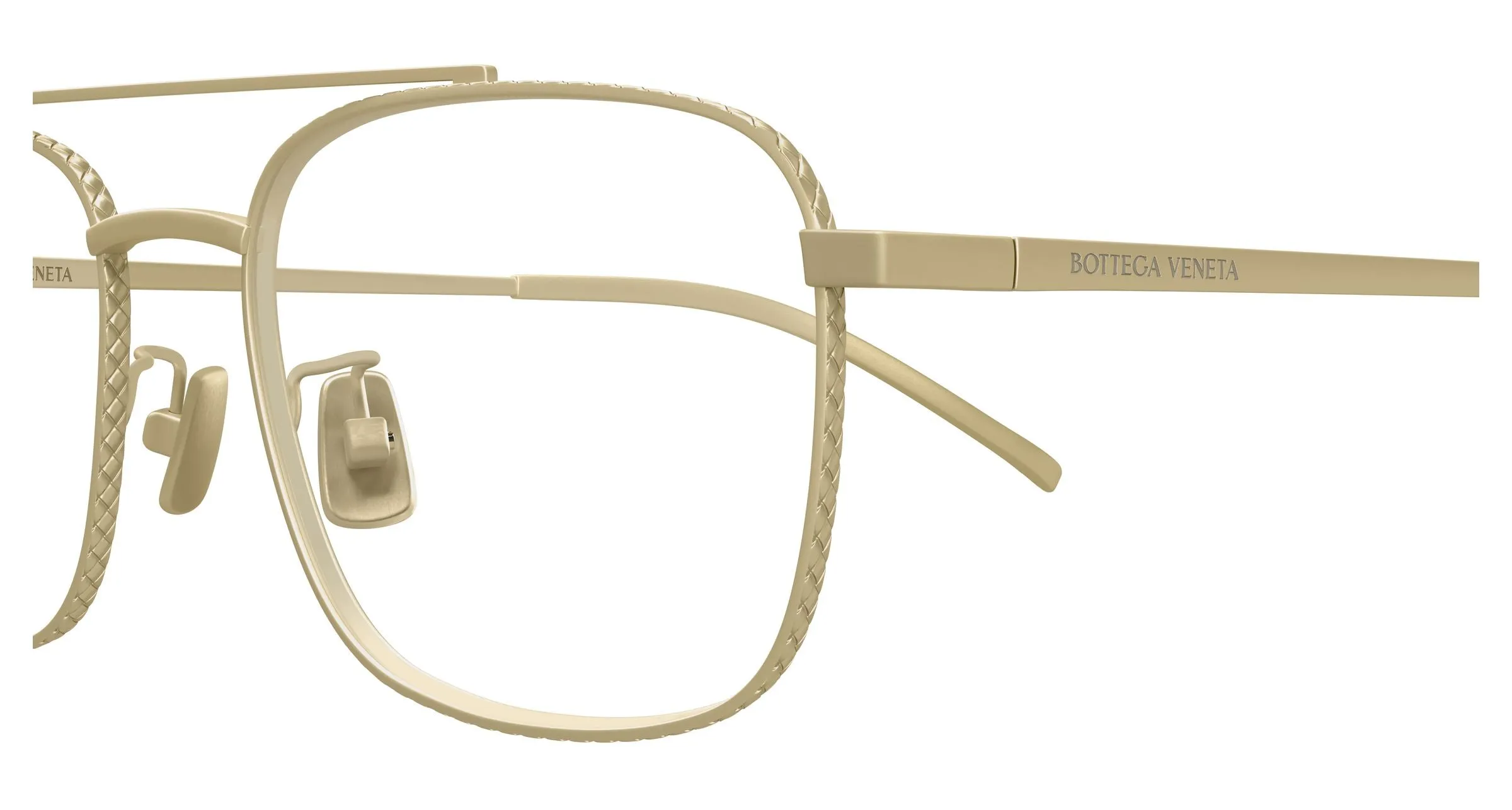 Bottega Veneta BV1425OA 004 Montature da vista Titanio Bronzo Trasparente Squadrata - immagine 3