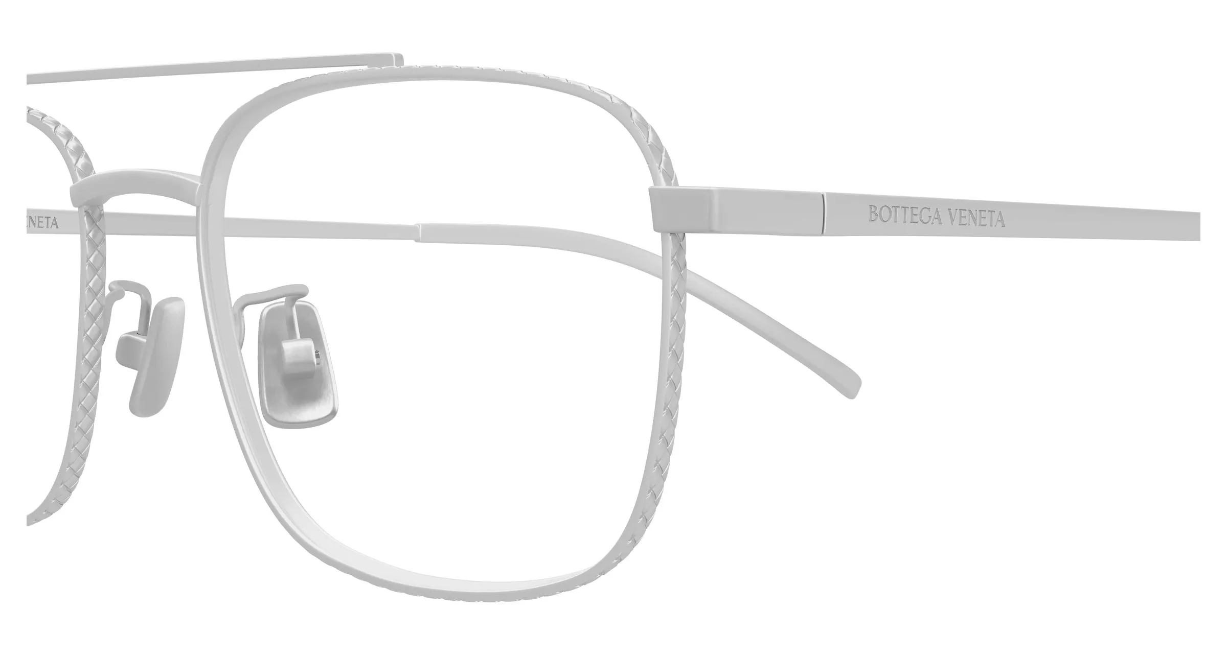 Bottega Veneta BV1425OA 002 Montature da vista Titanio Argento Trasparente Squadrata - immagine 3