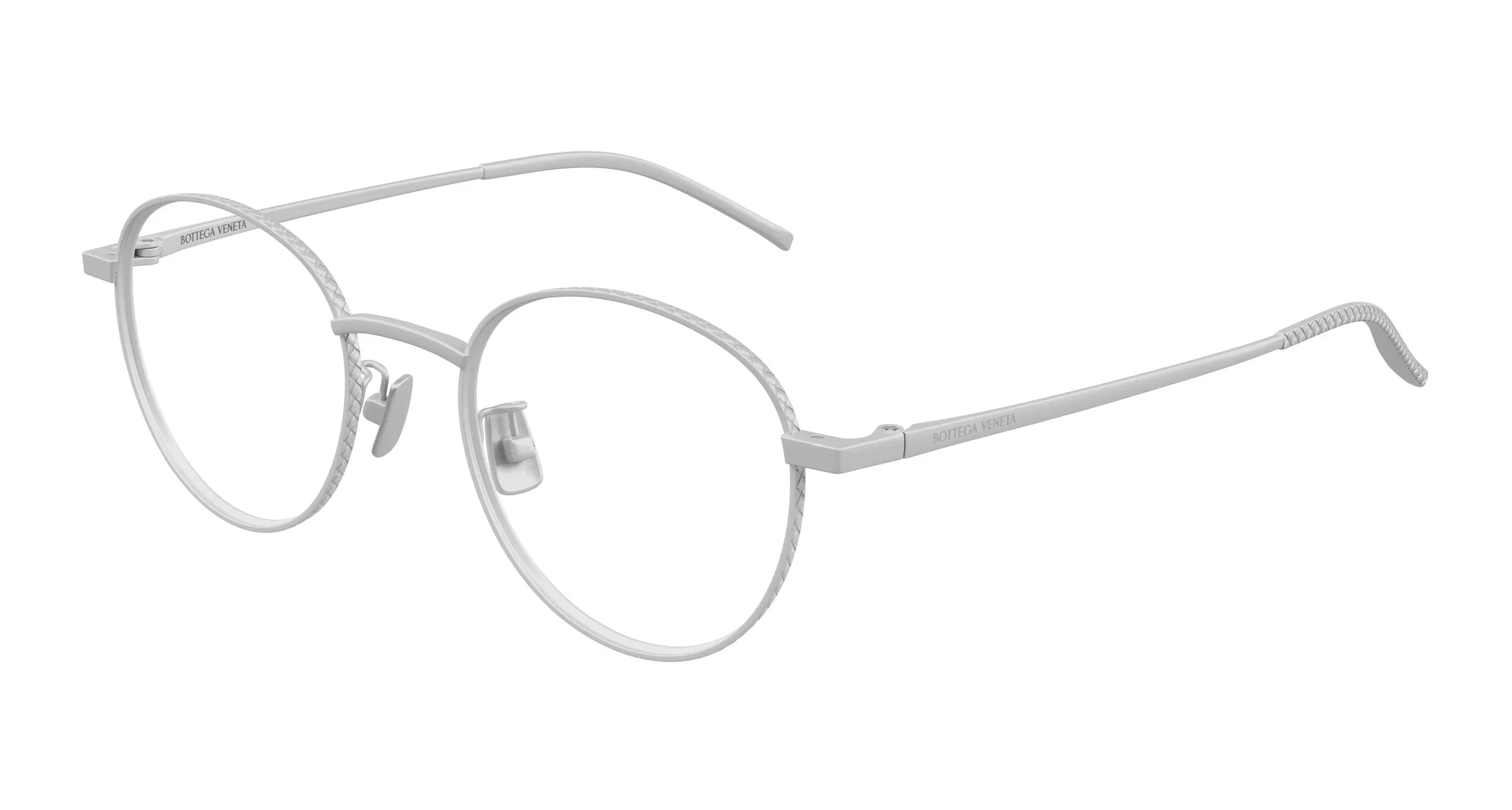 Bottega Veneta BV1424OA 002 Montature da vista Titanio Argento Trasparente Rotonda - immagine 1