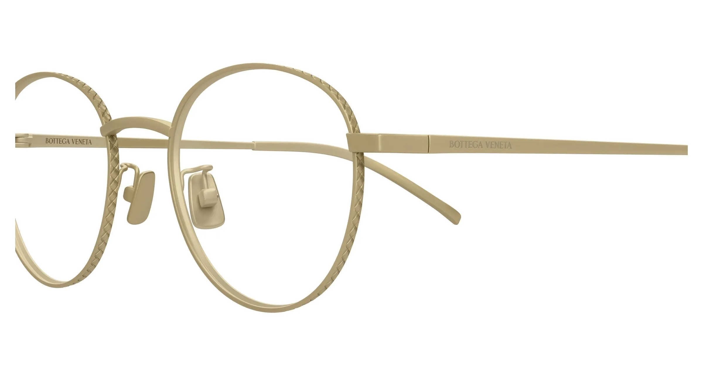 Bottega Veneta BV1424OA 001 Montature da vista Titanio Bronzo Trasparente Rotonda - immagine 3
