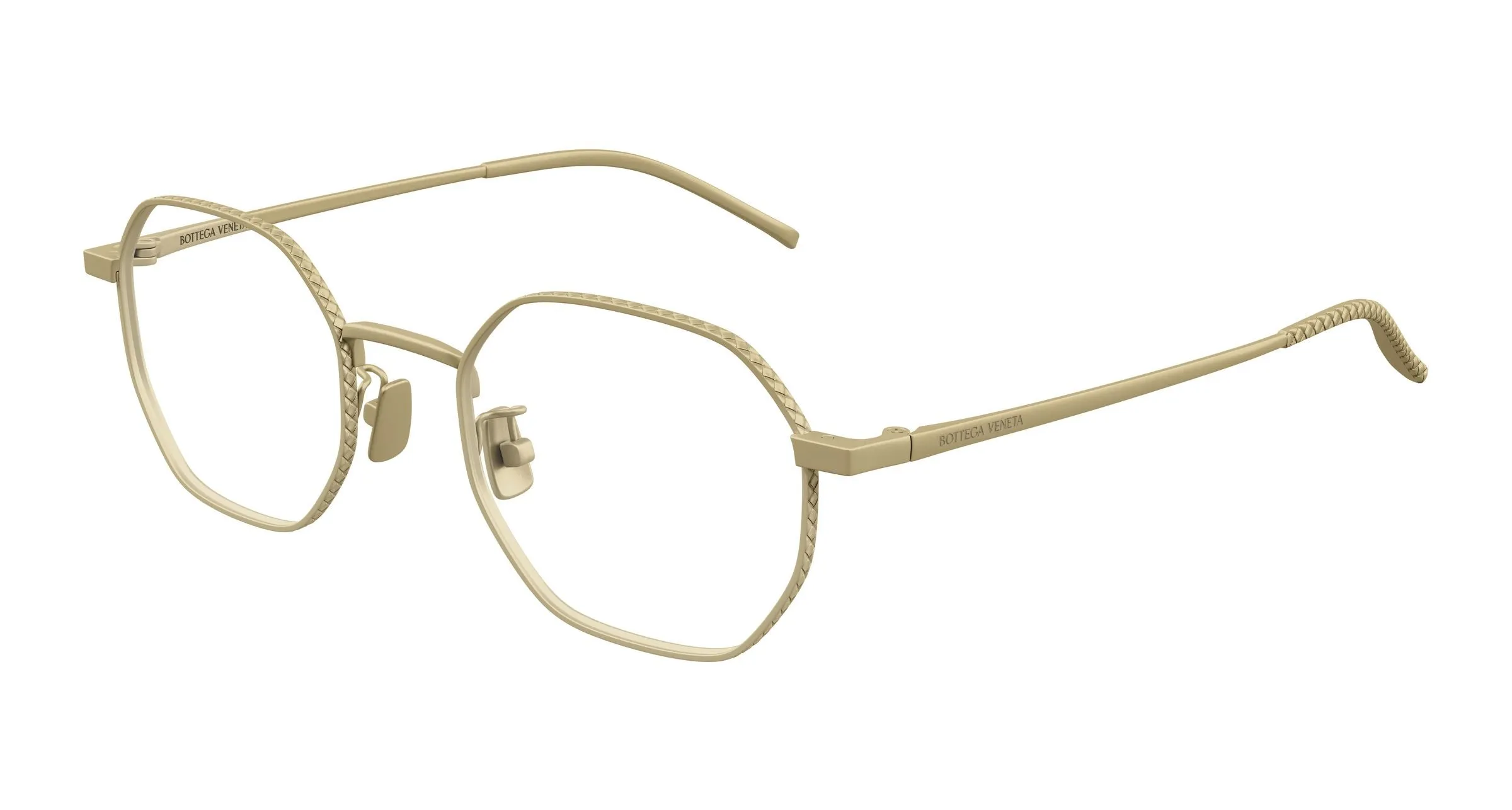 Bottega Veneta BV1423OA 001 Montature da vista Titanio Bronzo Trasparente Rotonda - immagine 1