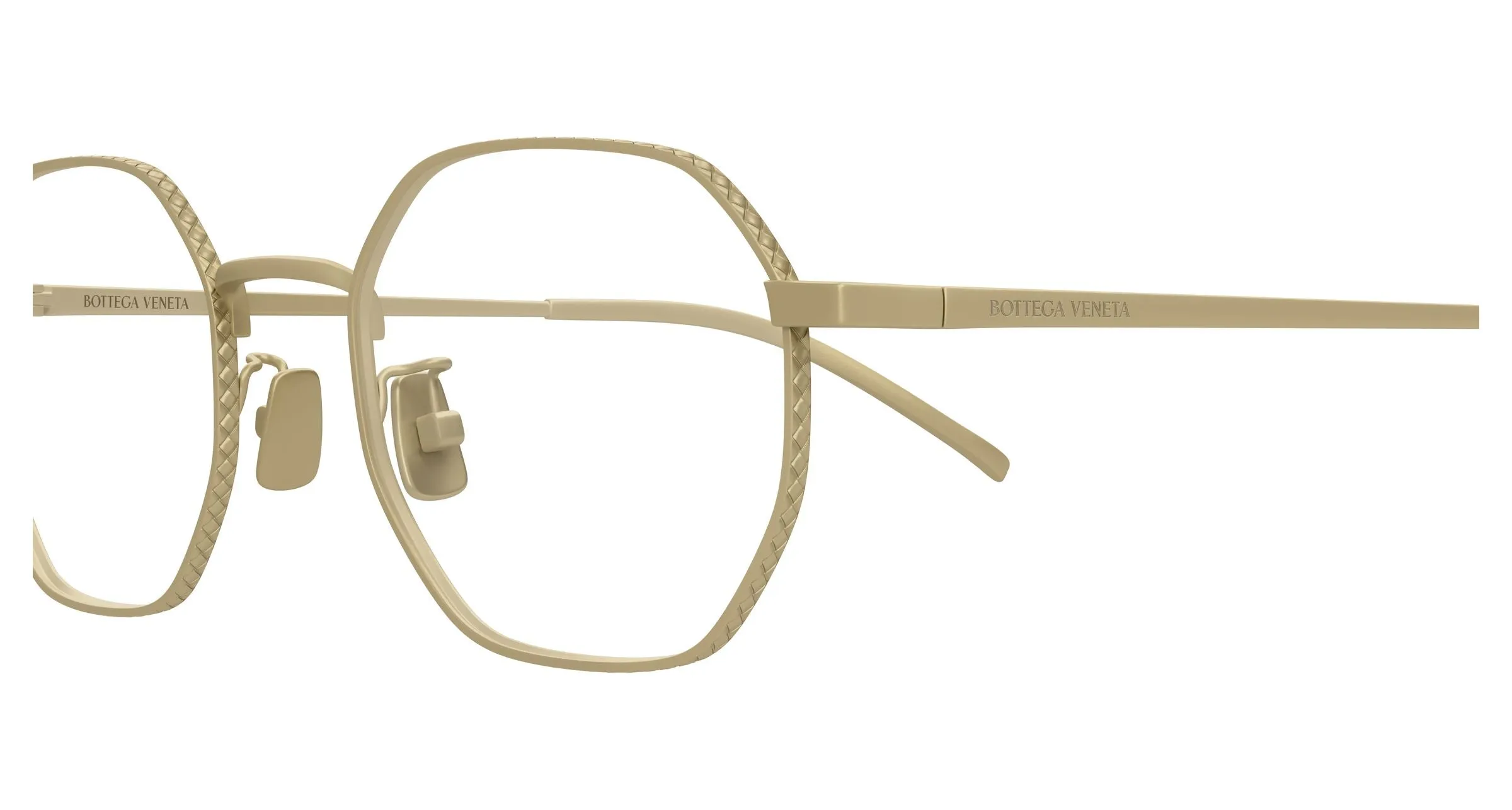 Bottega Veneta BV1423OA 001 Montature da vista Titanio Bronzo Trasparente Rotonda - immagine 3