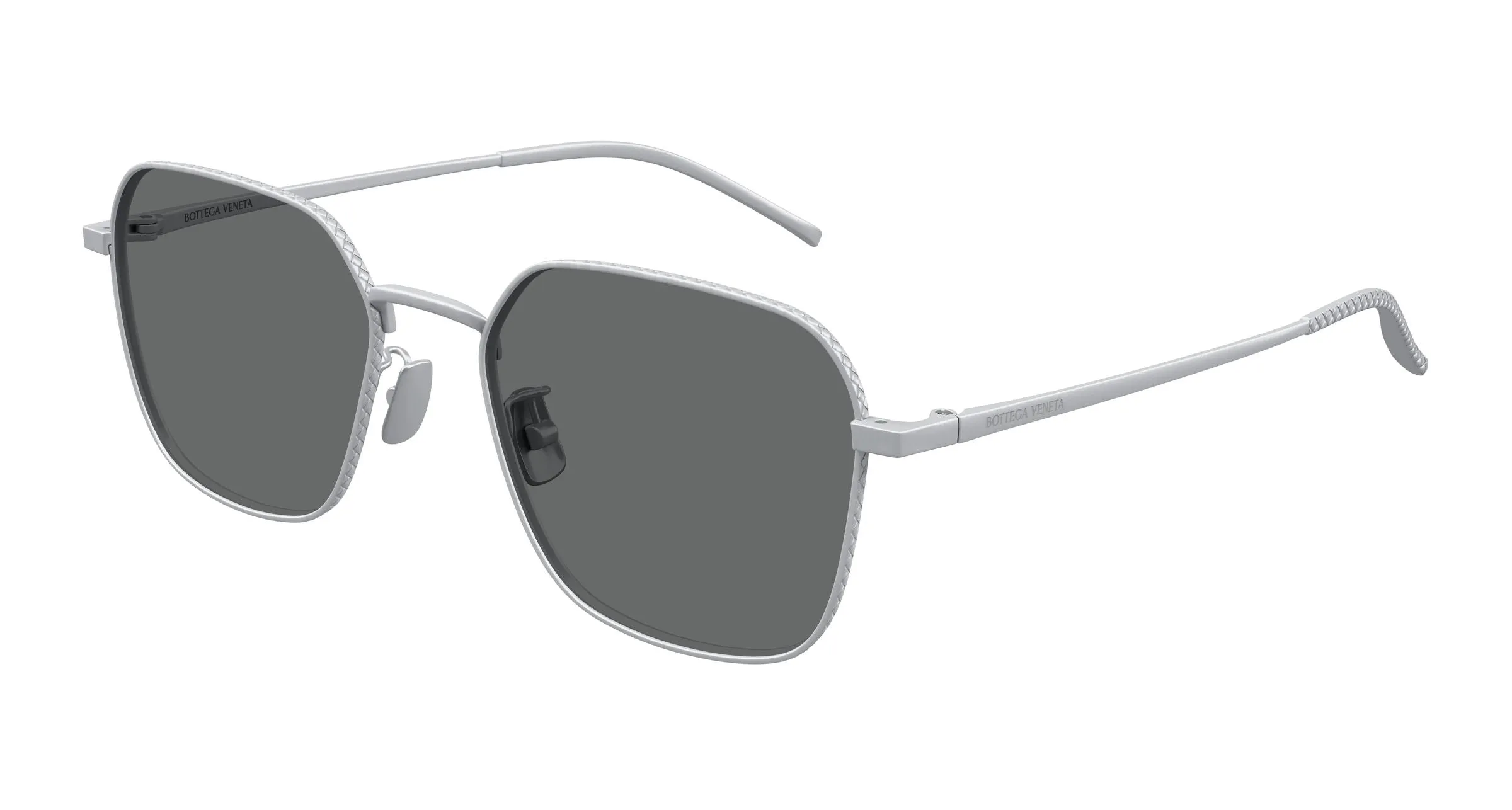 Bottega Veneta BV1422SA 004 Occhiali da sole Titanio Argento Grigio Rotonda - immagine 1